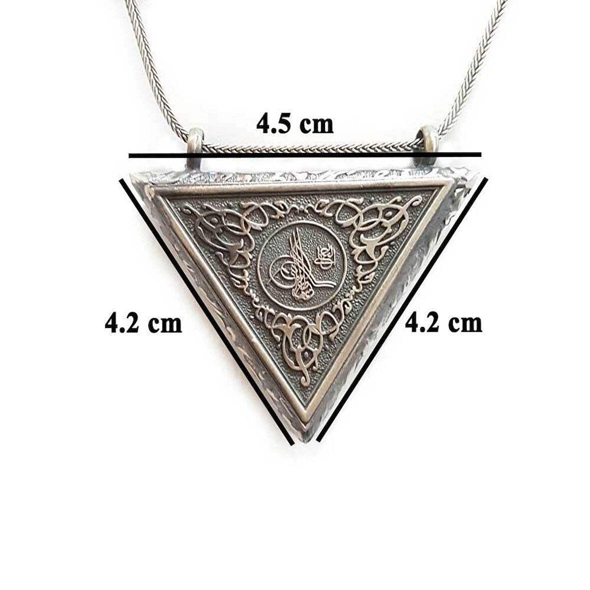 Osmanlı Tugra  Cevşeni Kebir Dualı Orta Boy 925 Ayar Gümüş Erkek Kolye