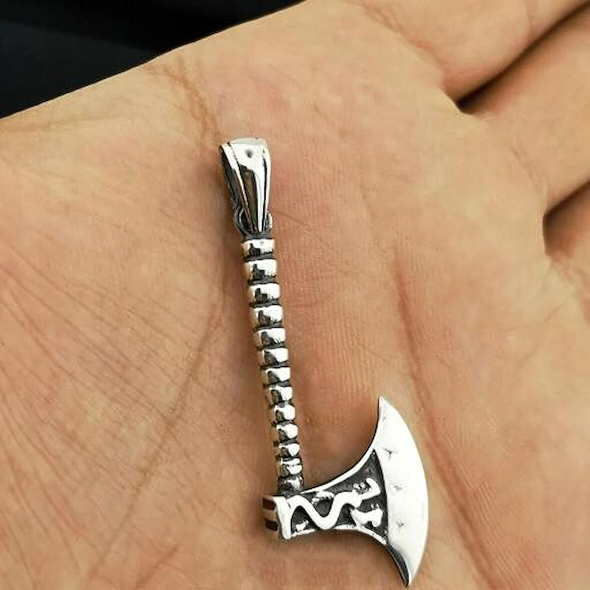 Balta Tasarımlı 925 Ayar Gümüş Erkek Kolye Ucu