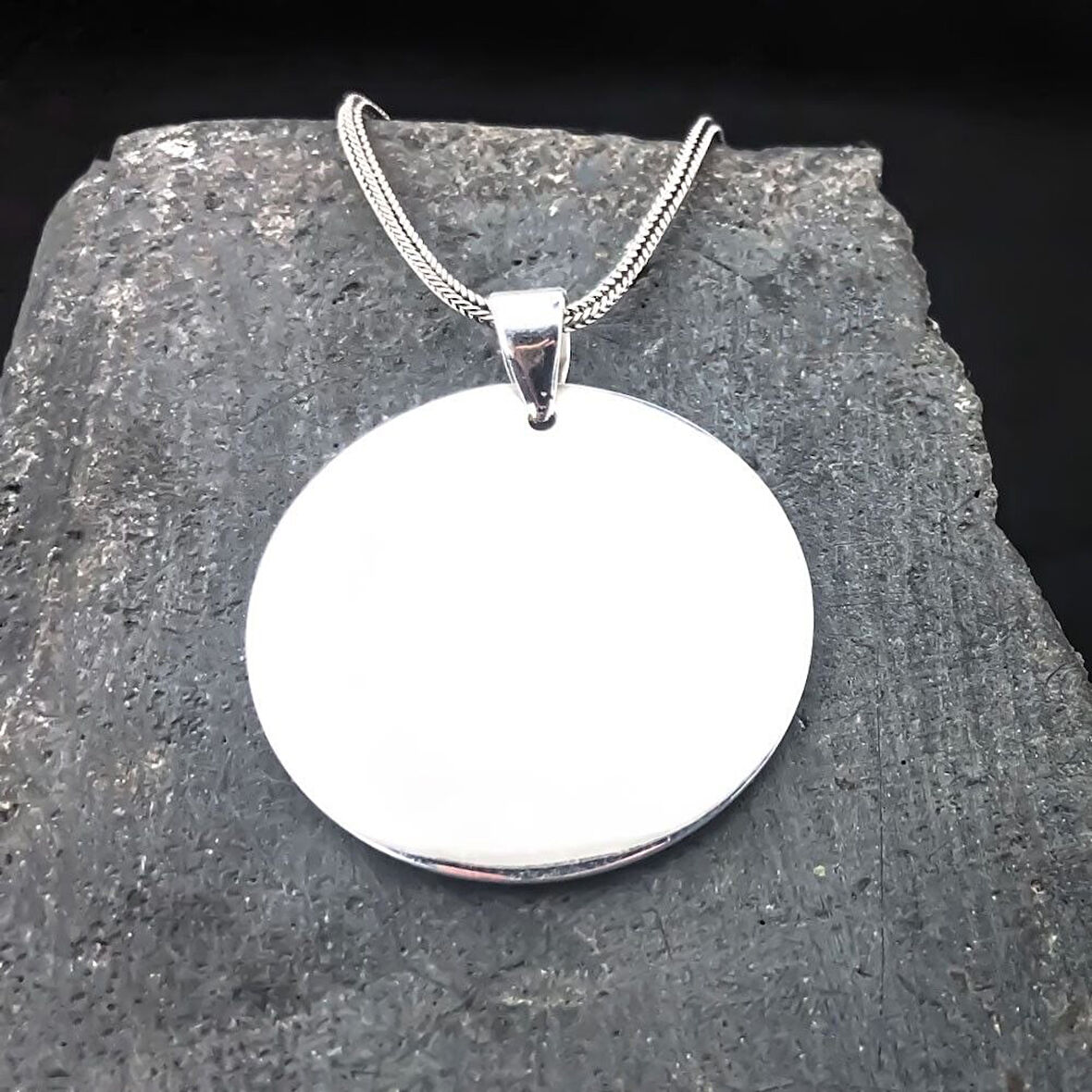 Daire Plaka 925 Ayar Gümüş Erkek Kolye