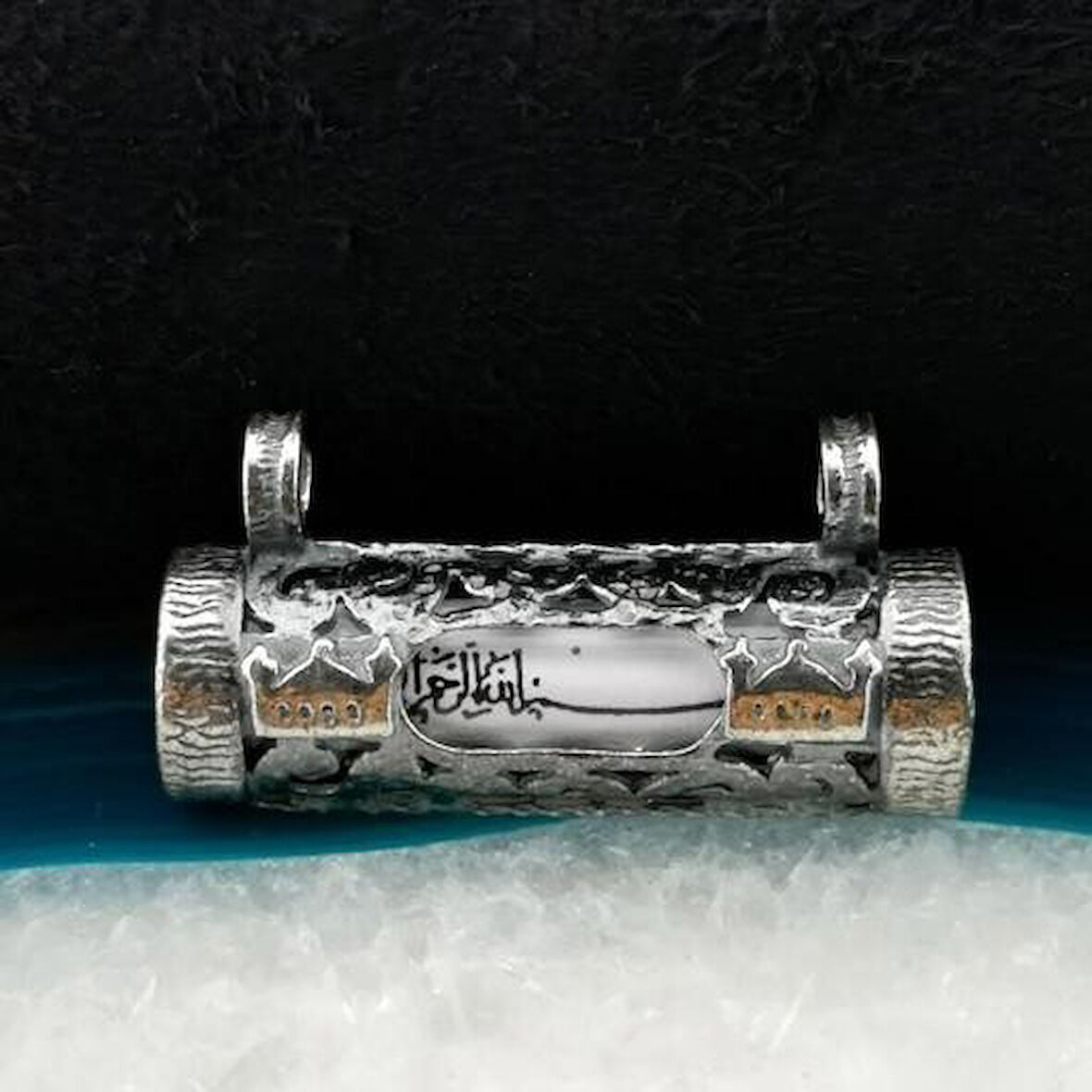 Dualı Cevşeni Kalın Zincir 925 Ayar Gümüş Erkek Kolye Ucu