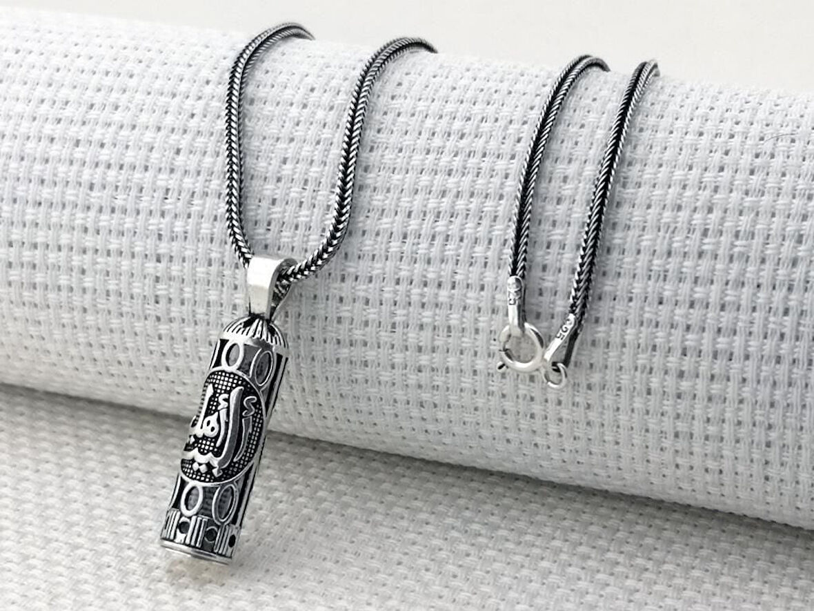 Ehlibeyt Yazılı Cevşeni Kebir Dualı 925 Ayar Gümüş Erkek Kolye