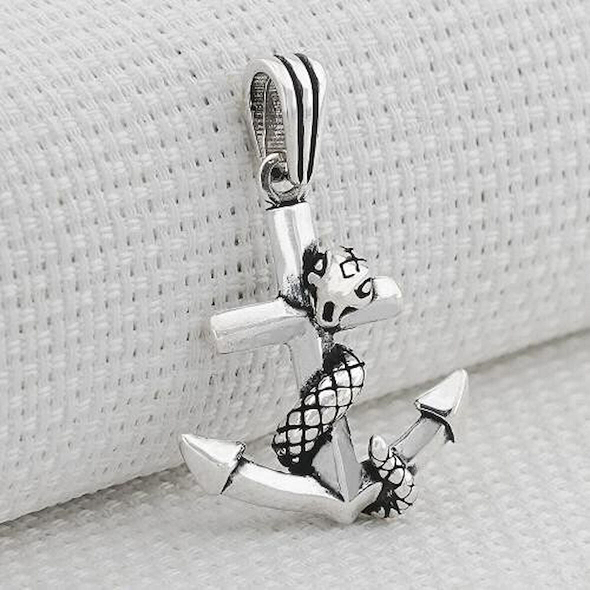 Yılanlı Çapa  925 Ayar Gümüş Erkek Kolye Ucu