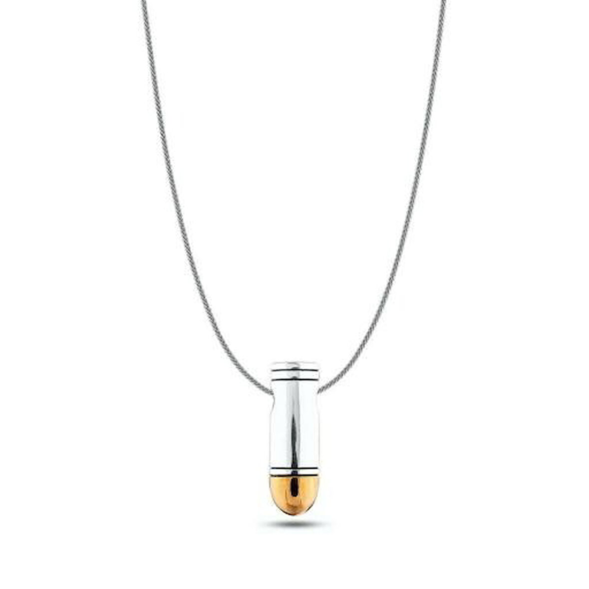 Özel Mermi Kurşun 925 Ayar Gümüş Erkek Kolye