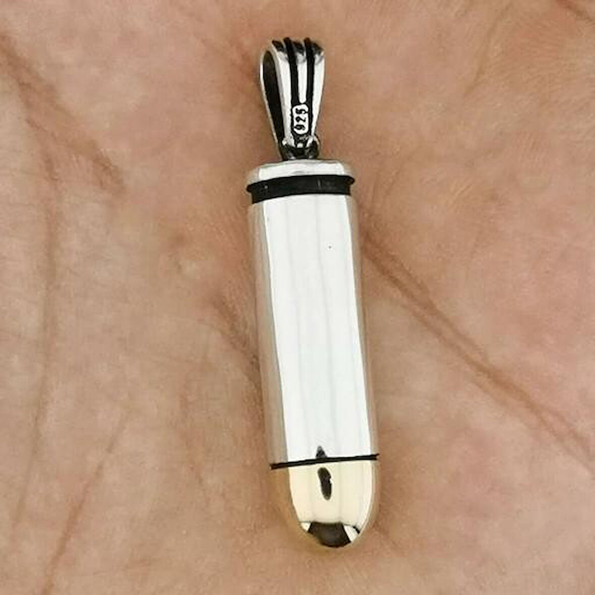 Özel Mermi Kurşun 925 Ayar Gümüş Erkek Kolye Ucu