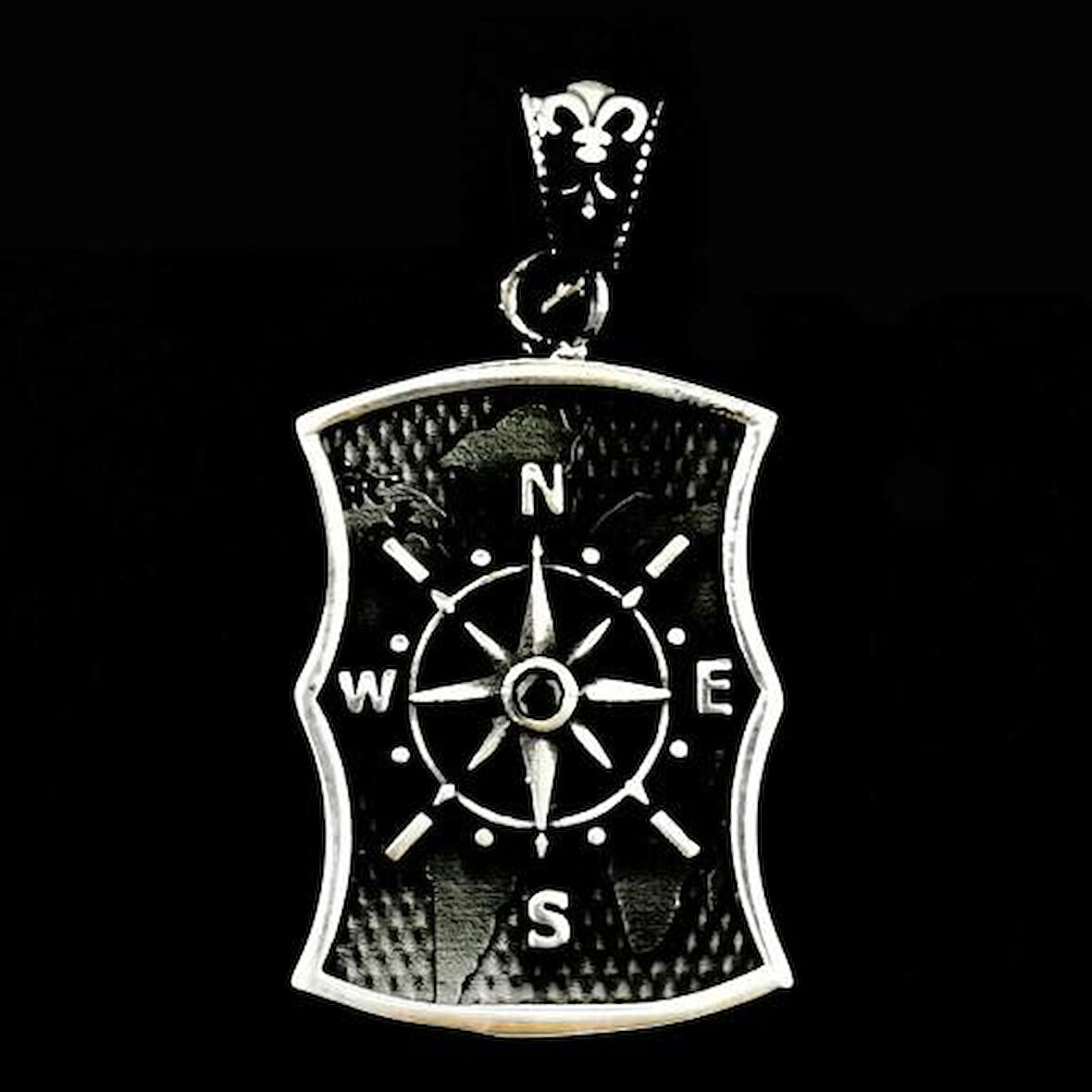 Özel Pusula Tasarımlı  925 Ayar Gümüş Erkek Kolye Ucu