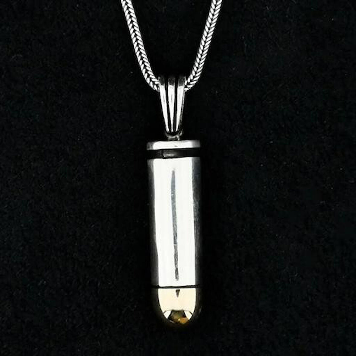 Özel Mermi Kurşun 925 Ayar Gümüş Erkek Kolye