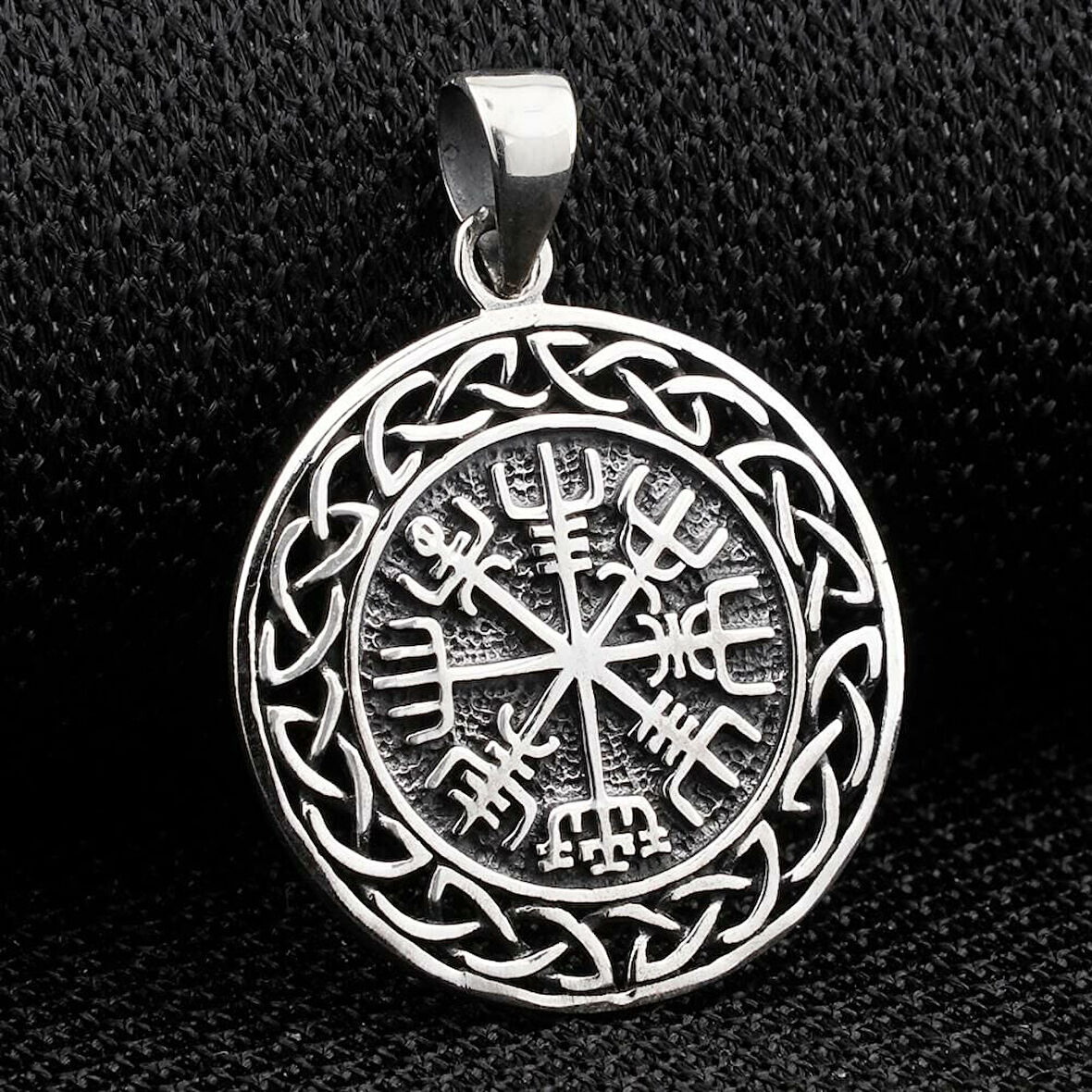 Viking Vegvisir Pusulası 925 Ayar Gümüş Erkek Kolye Ucu