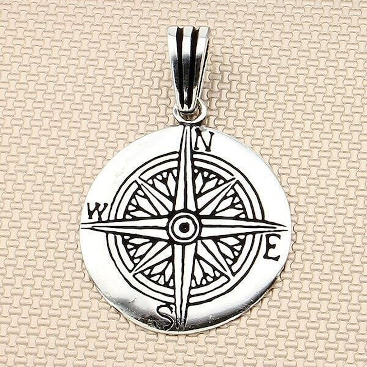 Pusula Yön Tasarımlı 925 Ayar Gümüş Erkek Kolye Ucu