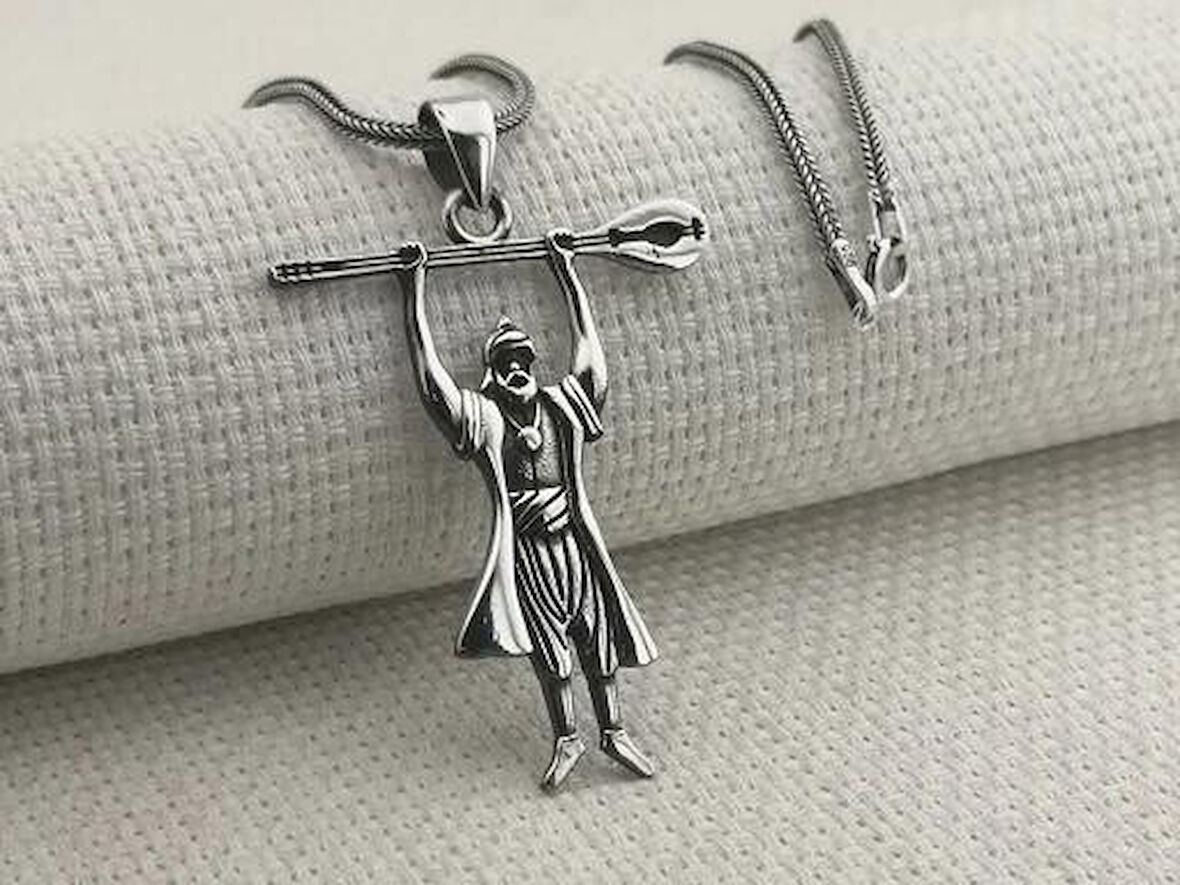 Pir Sultan Abdal 925 Ayar Gümüş Erkek Kolye