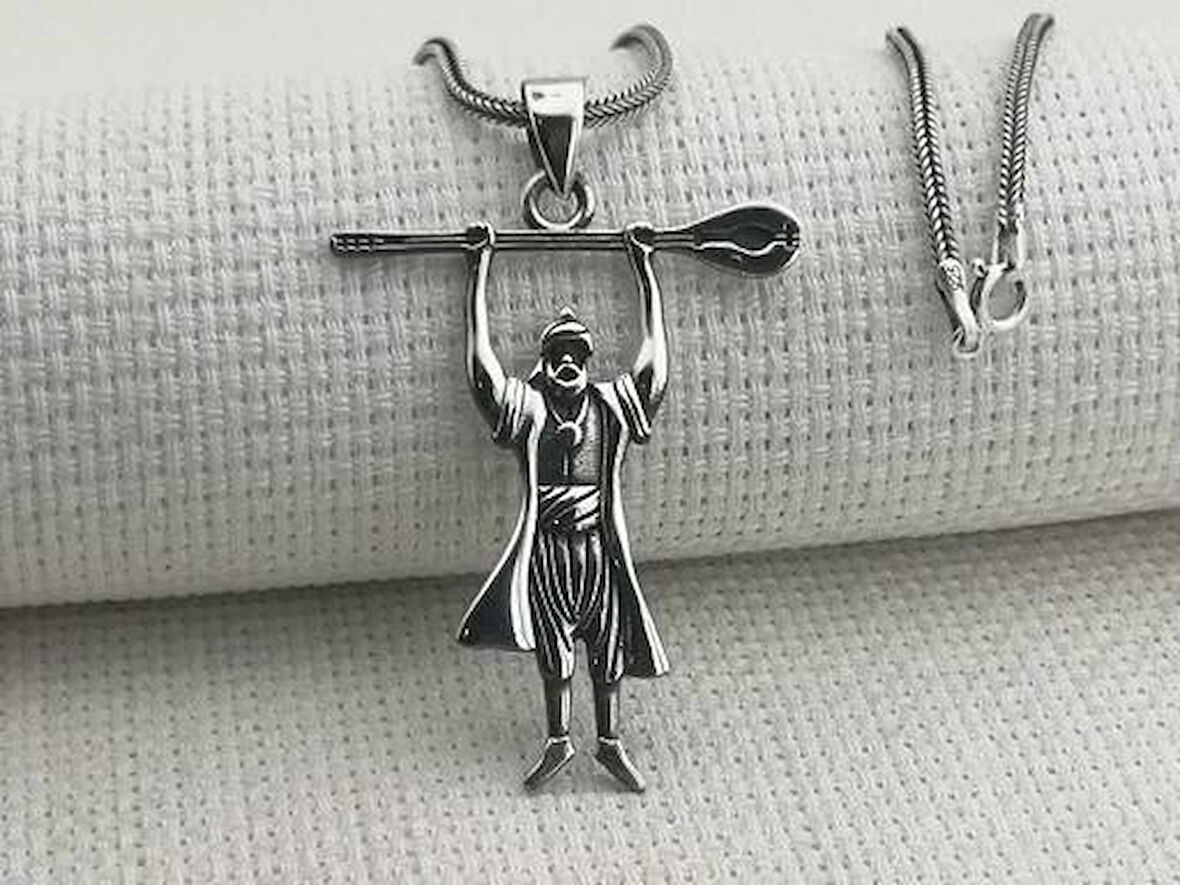 Pir Sultan Abdal 925 Ayar Gümüş Erkek Kolye