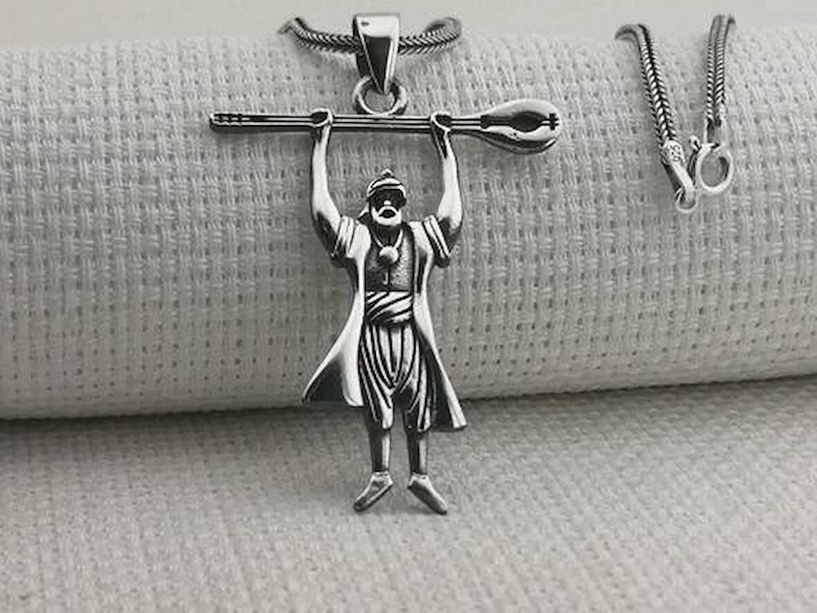 Pir Sultan Abdal 925 Ayar Gümüş Erkek Kolye