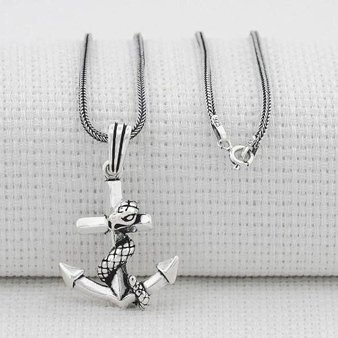 Çapa 925 Ayar Gümüş Erkek Kolye