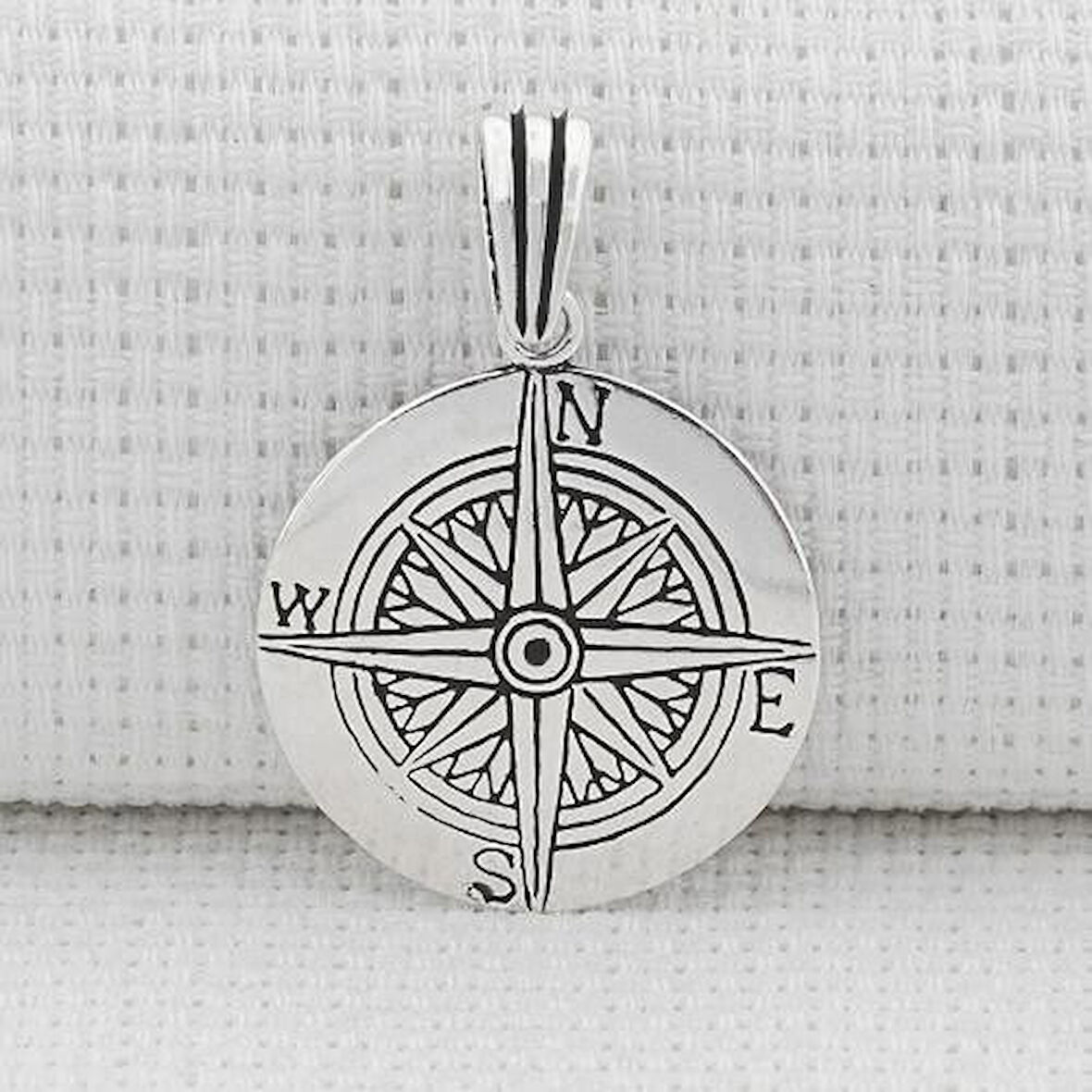 Pusula Yön Tasarımlı 925 Ayar Gümüş Erkek Kolye Ucu