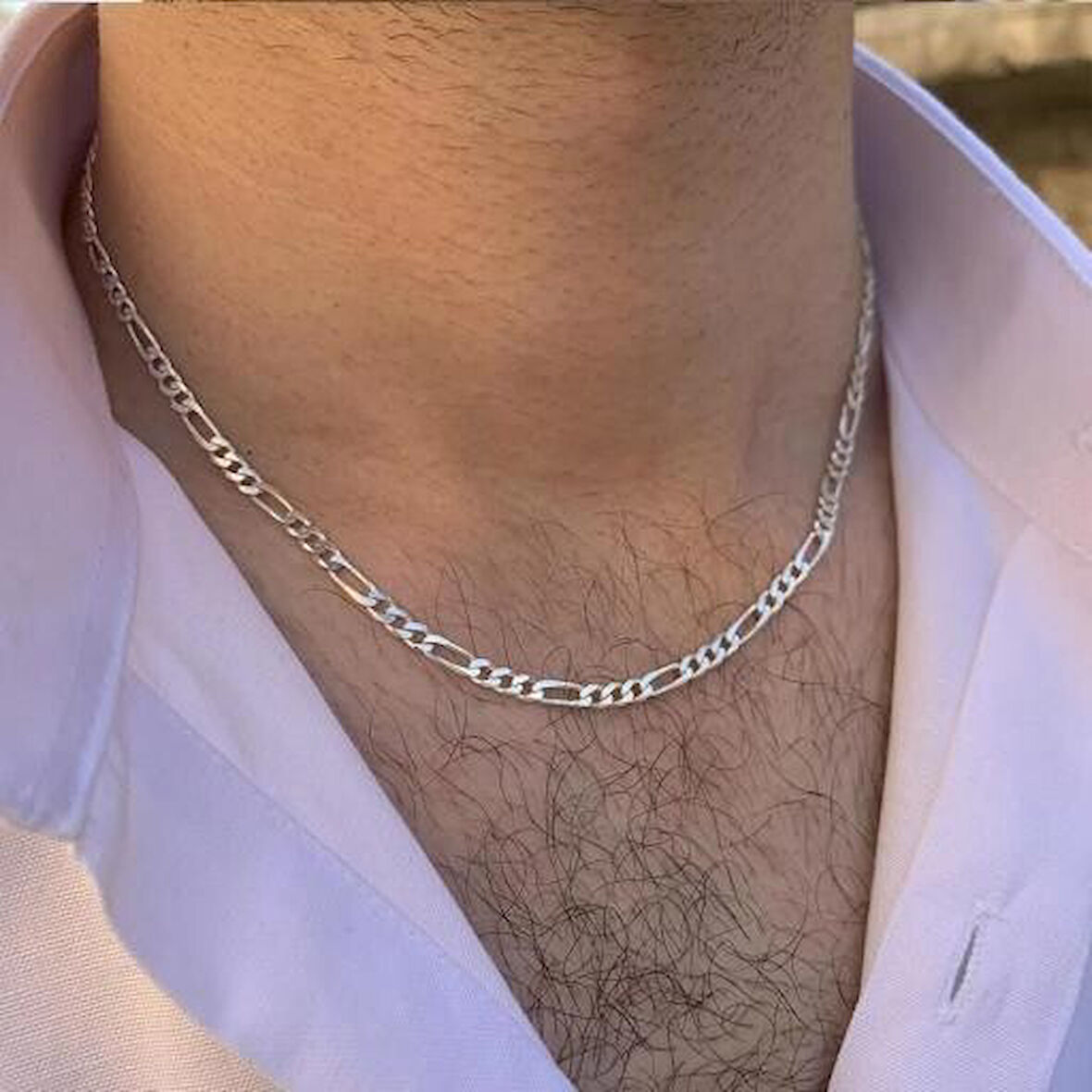 Figaro Zincir 4 Mm 925 Ayar Gümüş Erkek Kolye