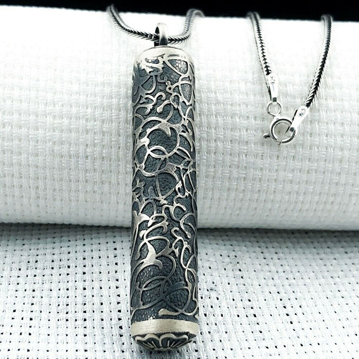 Silindir Cevşeni Kebir Dualı 925 Ayar Gümüş Erkek Kolye