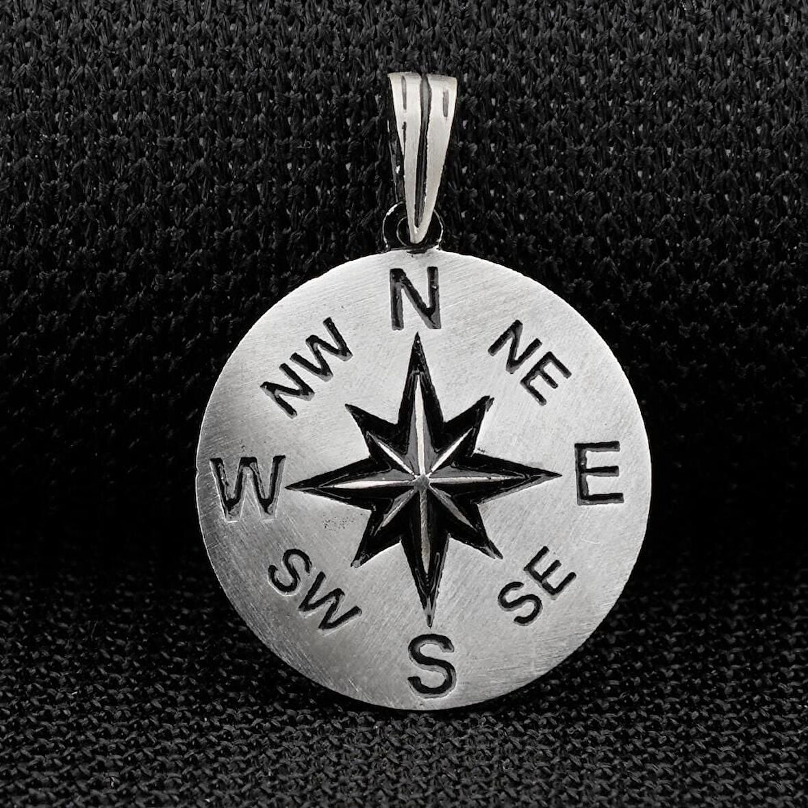 Pusula Tasarımlı 925 Ayar Gümüş Erkek Kolye Ucu