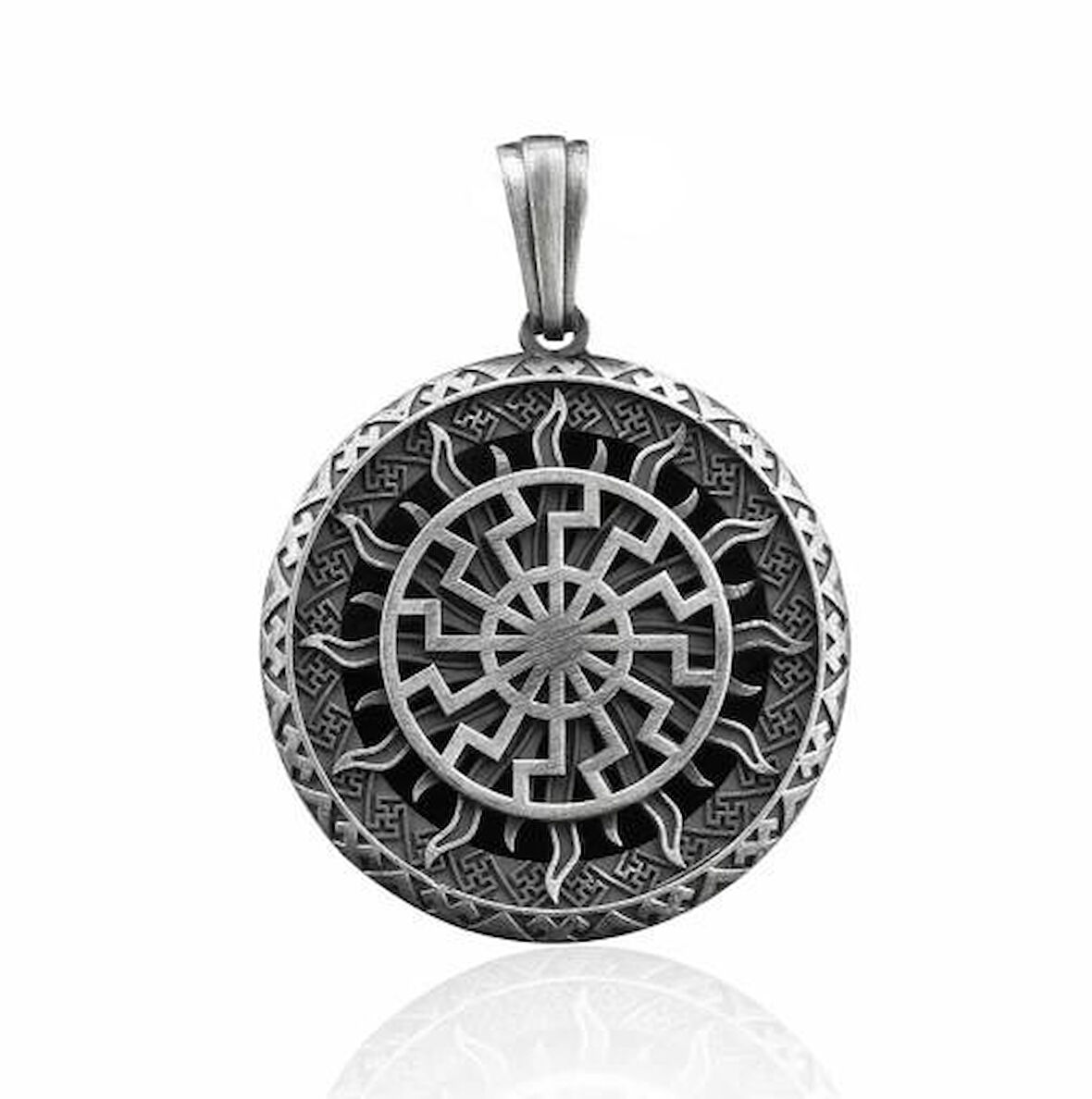 Svarog Slav Güneş Tanrısı 925 Ayar Gümüş Erkek Kolye