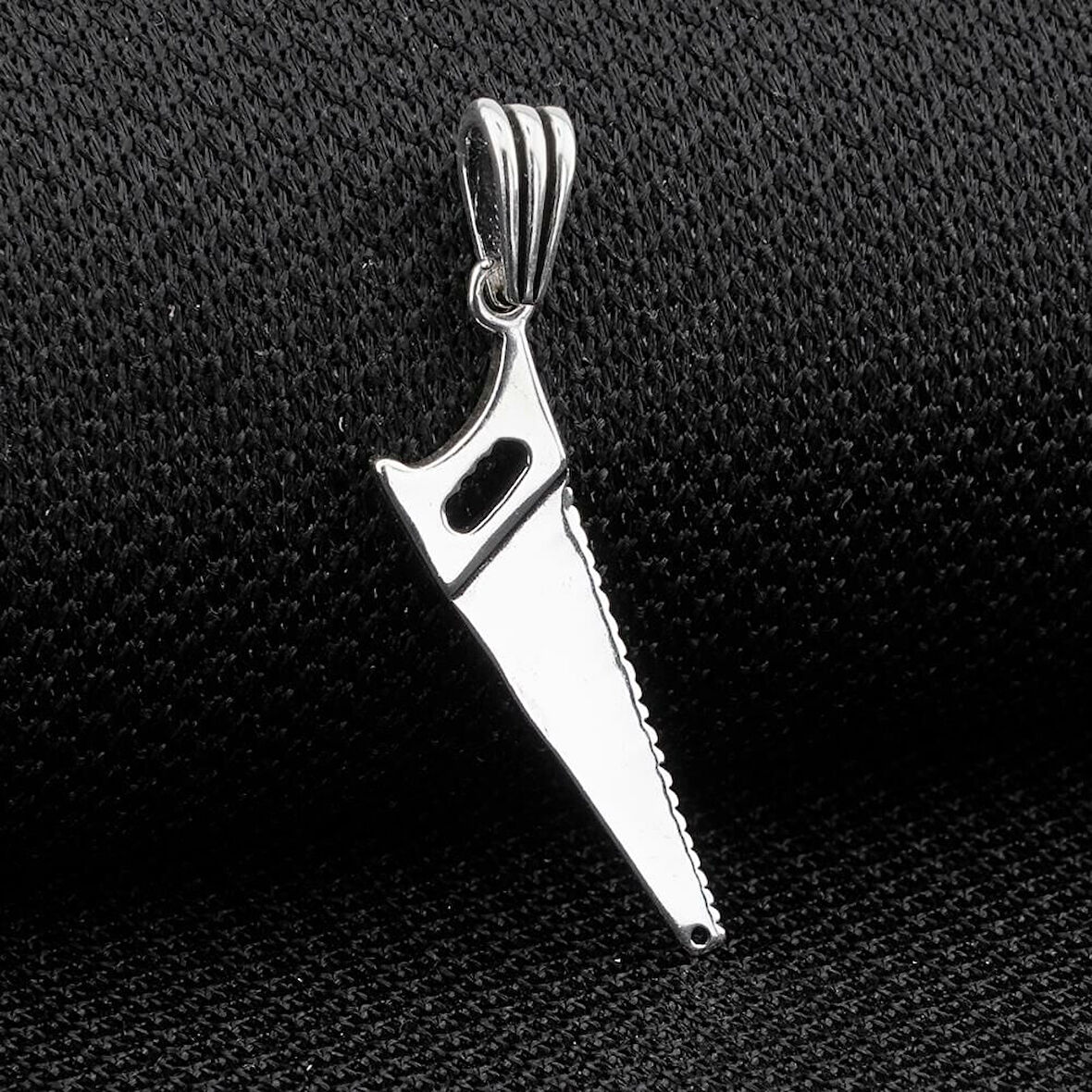 Testere Tasarımlı 925 Ayar Gümüş Erkek Kolye Ucu