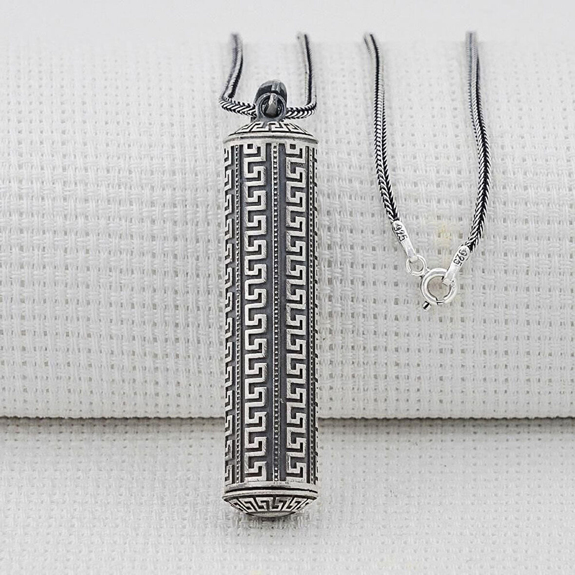 Silindir Cevşeni Kebir Dualı 925 Ayar Gümüş Erkek Kolye