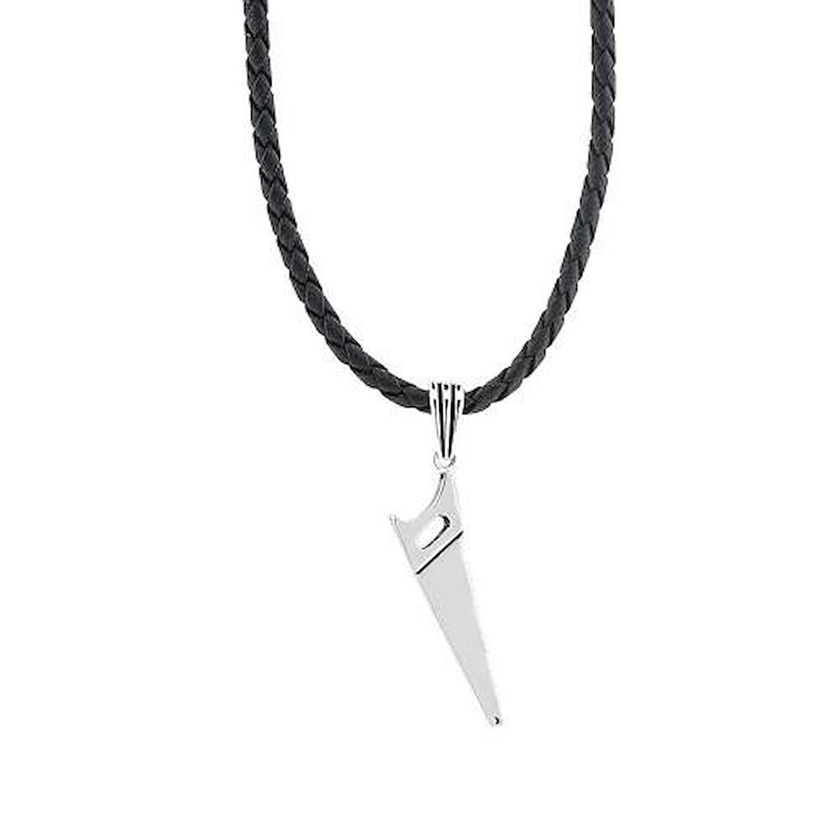 Testere Tasarımlı 925 Ayar Gümüş Erkek Kolye