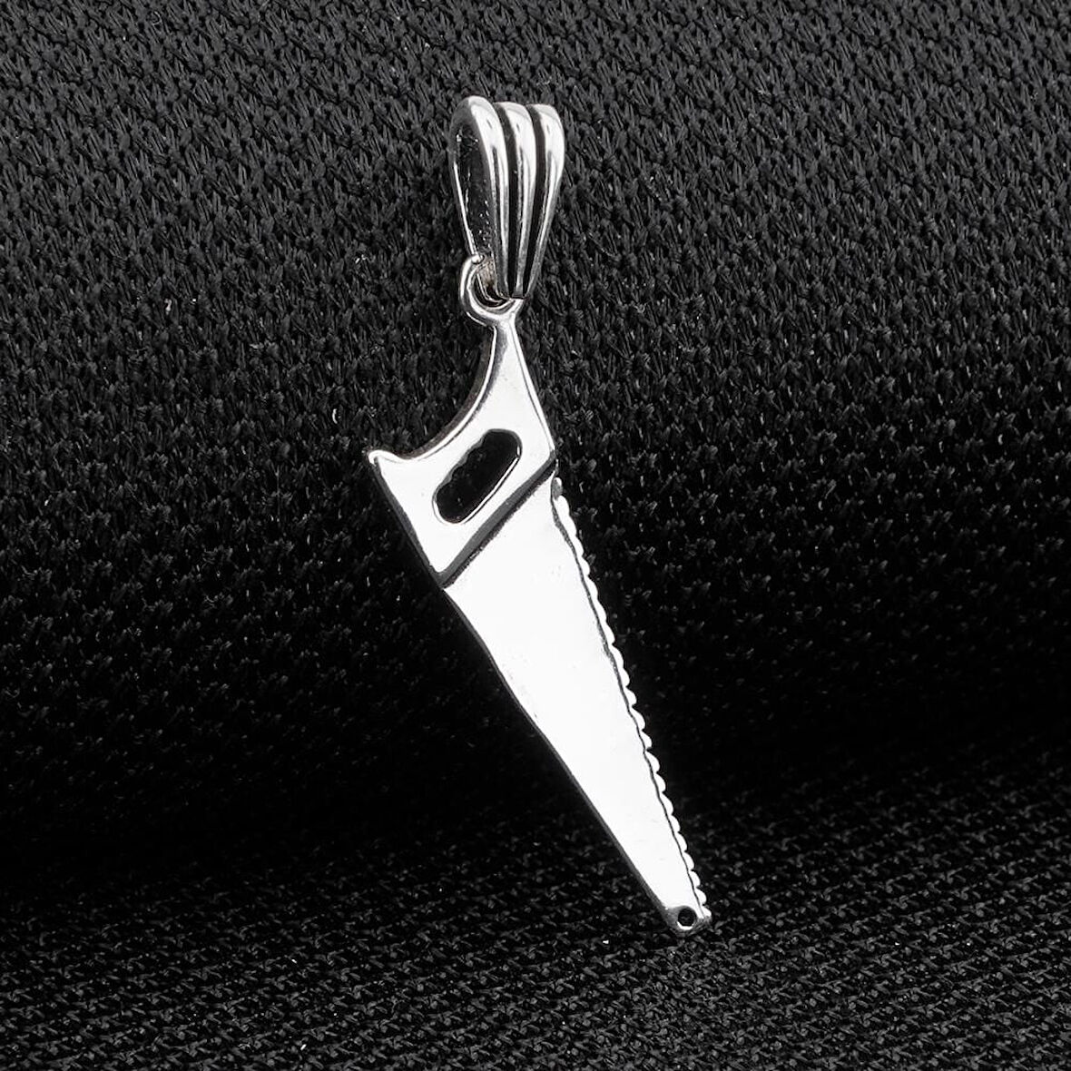 Testere Tasarımlı 925 Ayar Gümüş Erkek Kolye Ucu