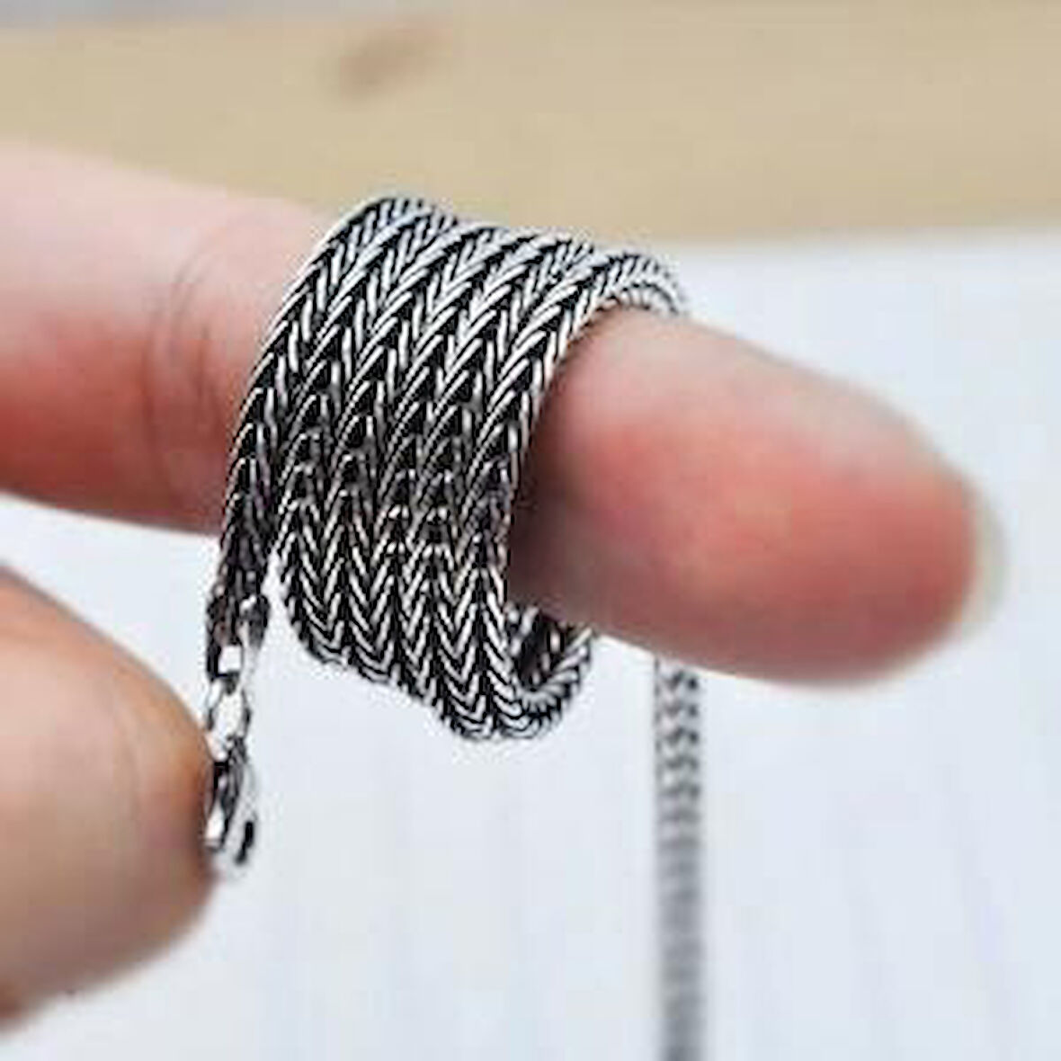 Tilki Kuyrugu Zincir  925 Ayar Gümüş Erkek Kolye