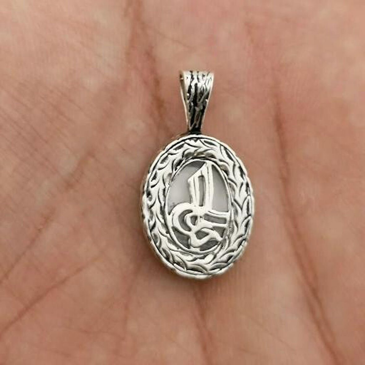 Tuğra Tasarımlı Dualı 925 Ayar Gümüş Erkek Kolye Ucu