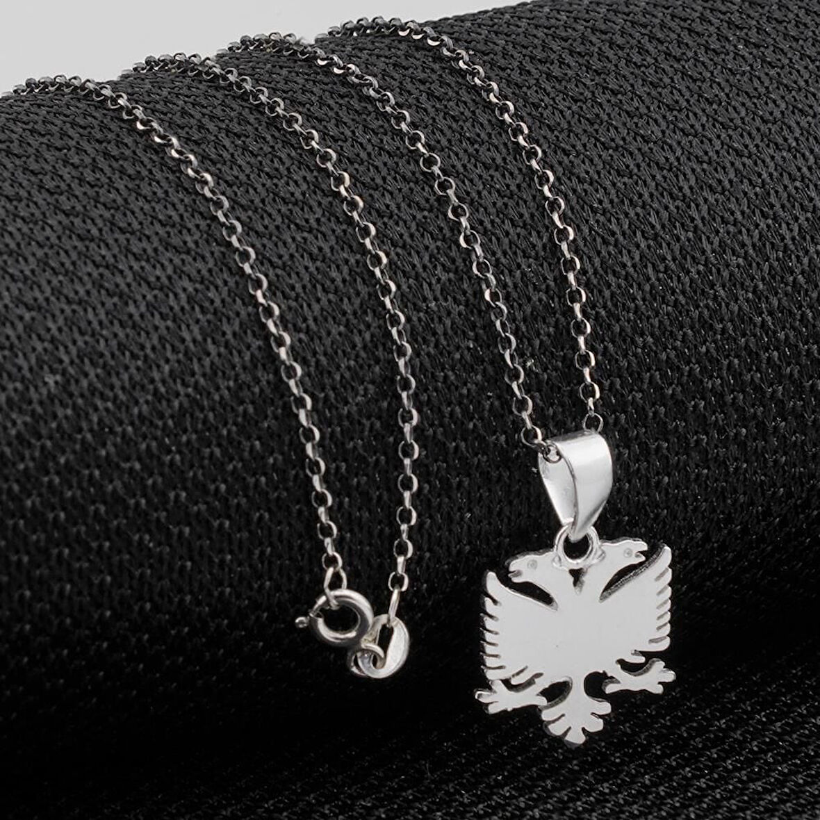 Çift Başlı Kartal 925 Ayar Gümüş Erkek Kolye