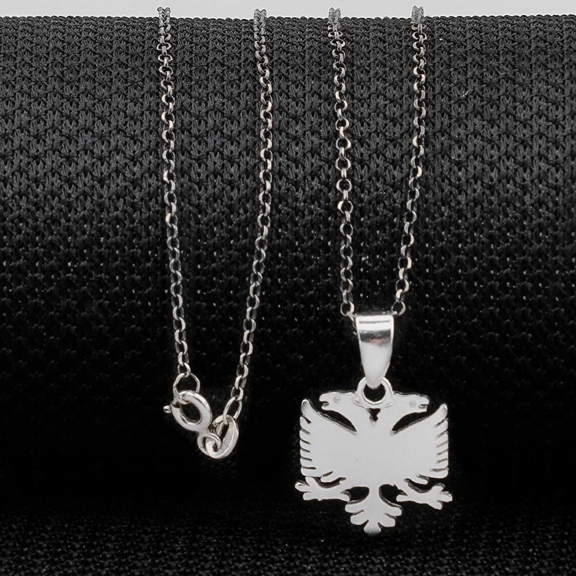 Çift Başlı Kartal 925 Ayar Gümüş Erkek Kolye