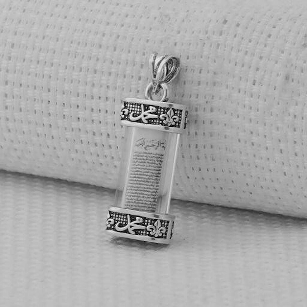 Silindir Şekli Cevşeni Kebir Dualı 925 Ayar Gümüş Erkek Kolye Ucu