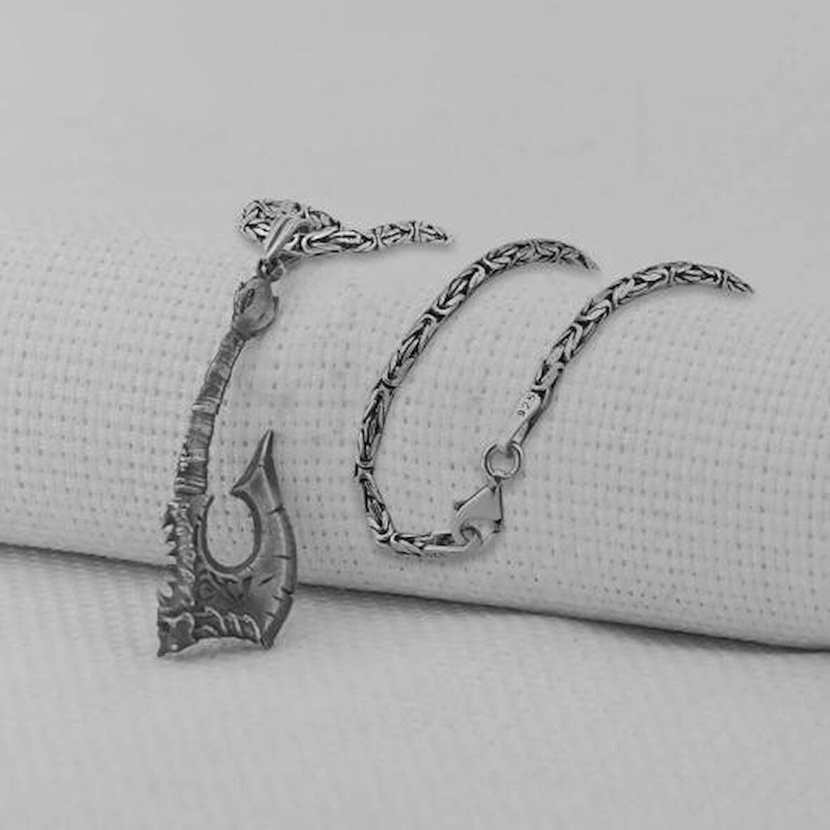 Viking İskandinav Savaşcı Baltası Kral Zincir 925 Ayar Gümüş Erkek Kolyesi