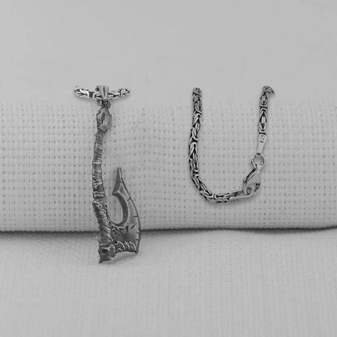 Viking İskandinav Savaşcı Baltası Kral Zincir 925 Ayar Gümüş Erkek Kolyesi