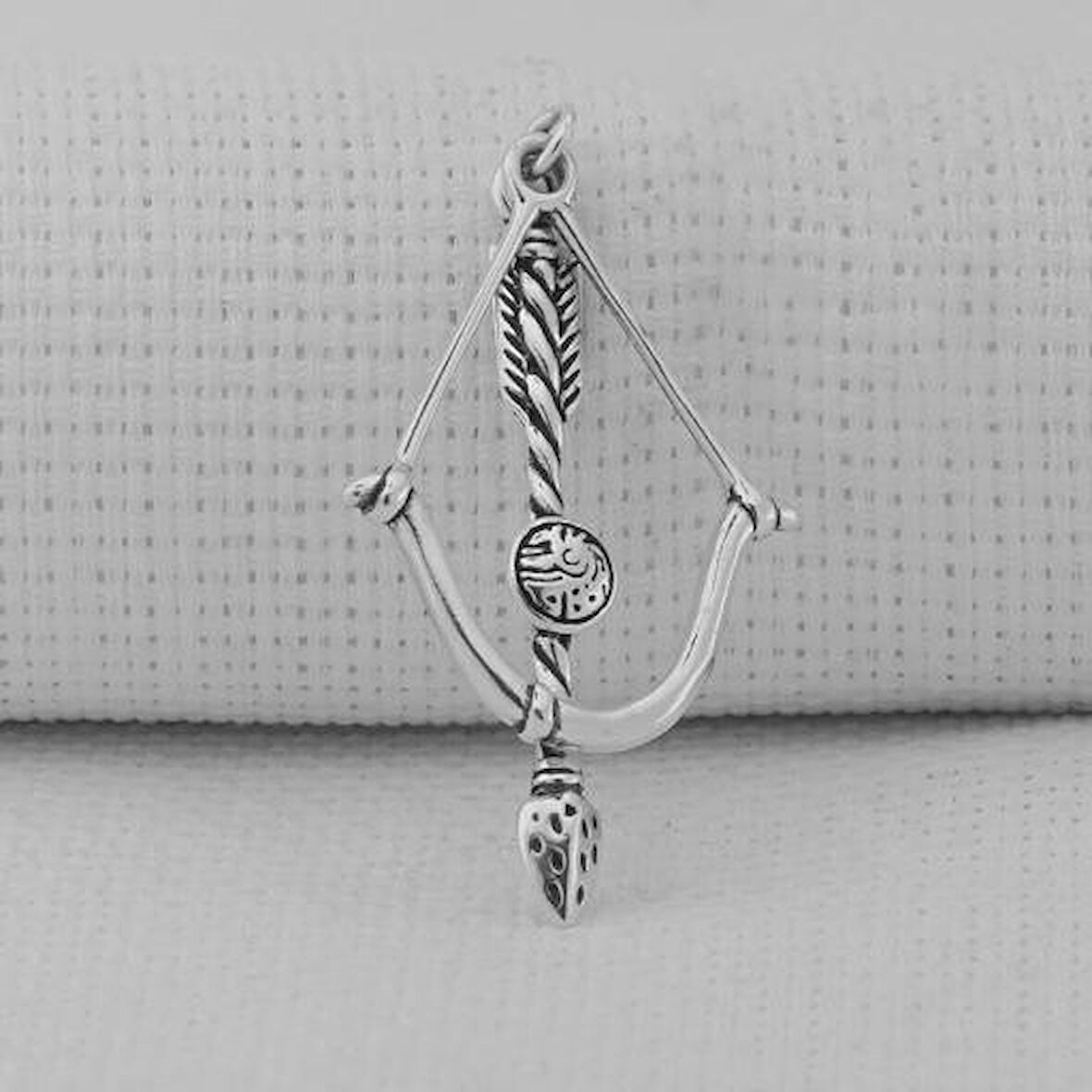 Yunan Tanrısı Eros Un Oku Ve Yayı Tasarımı 925 Ayar Gümüş Erkek Kolye