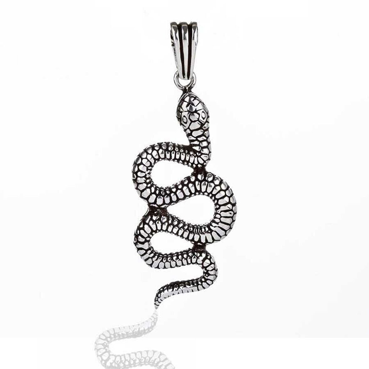 Yılan Figürlü  925 Ayar Gümüş Erkek Kolye Ucu