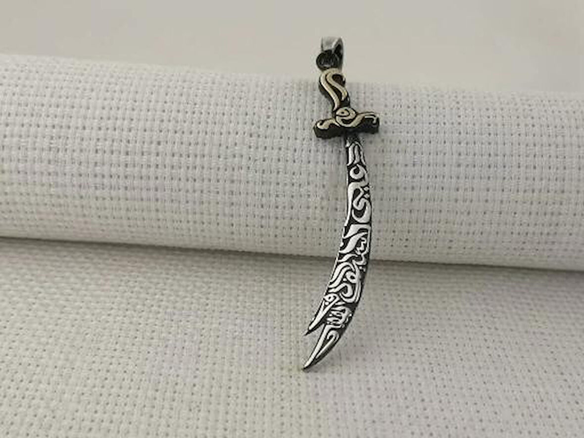 Zülfikar Figürlü Dualı 925 Ayar Gümüş Erkek Kolye