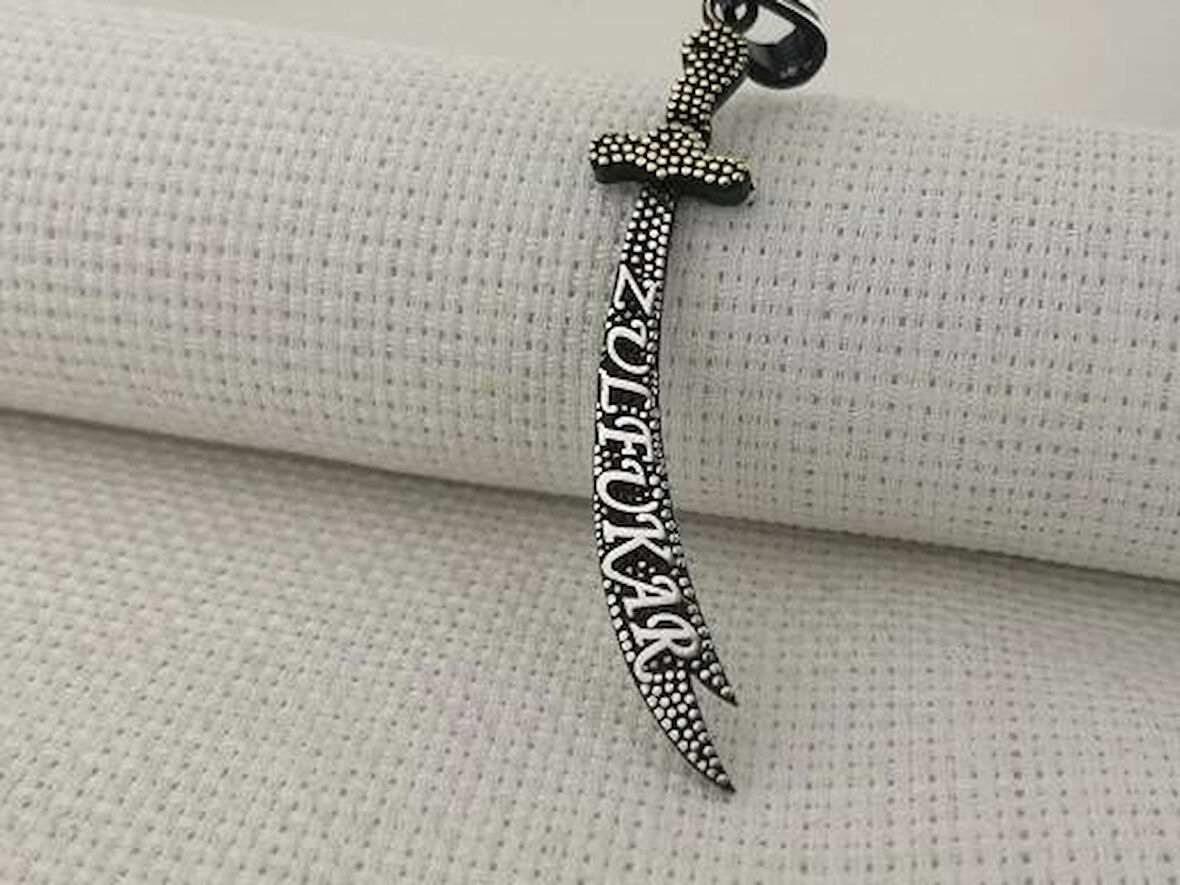 Zülfikar Figürlü Dualı 925 Ayar Gümüş Erkek Kolye