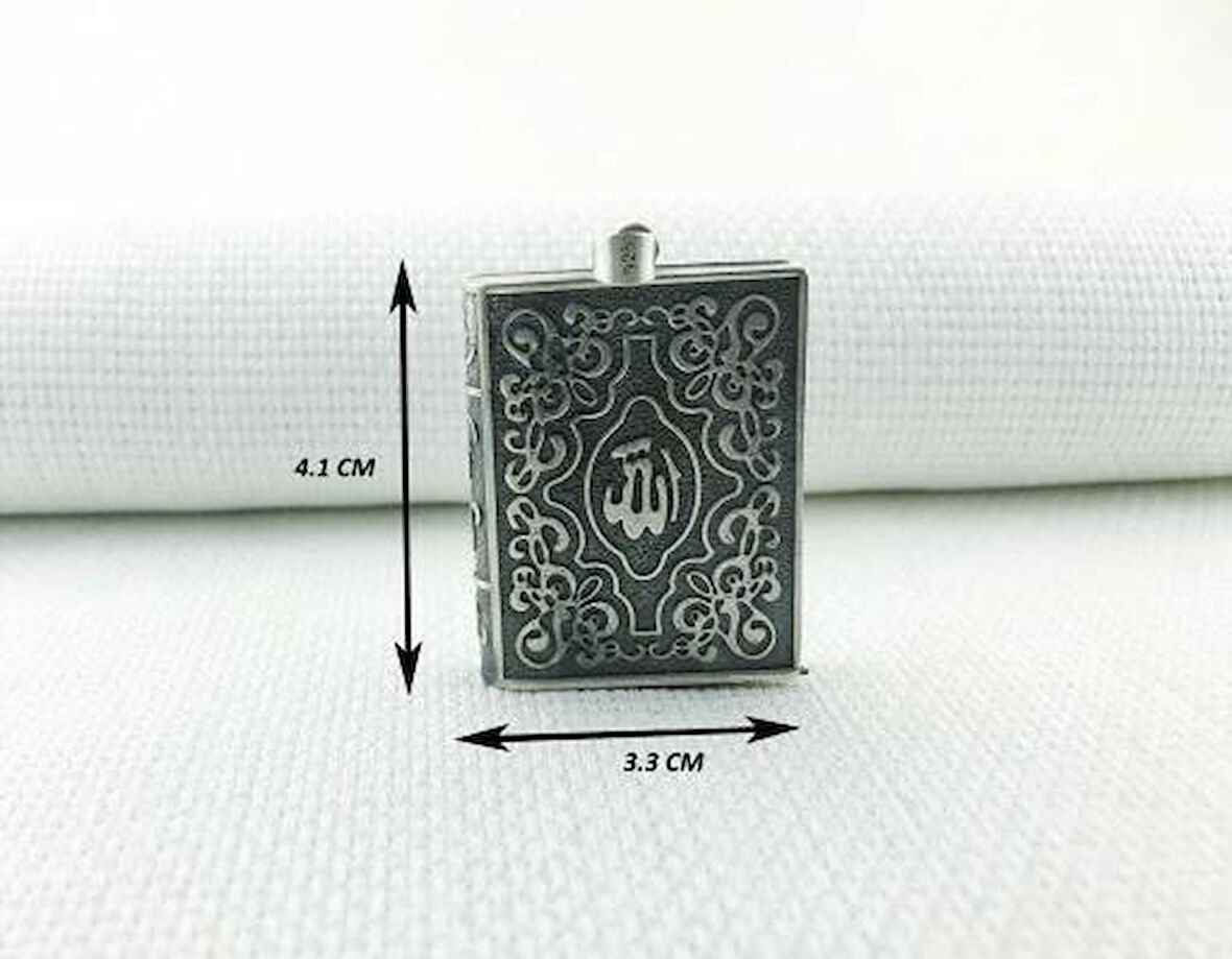 Allah Yazılı Cevşeni Kebir Dualı 925 Ayar Gümüş Erkek Kolye Ucu