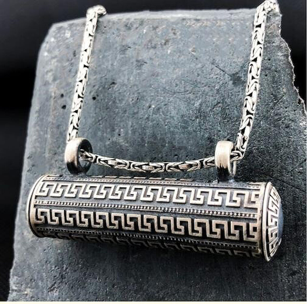 Büyük Boy Kral Zincir Cevşeni Kebir Dualı 925 Ayar Gümüş Erkek Kolye