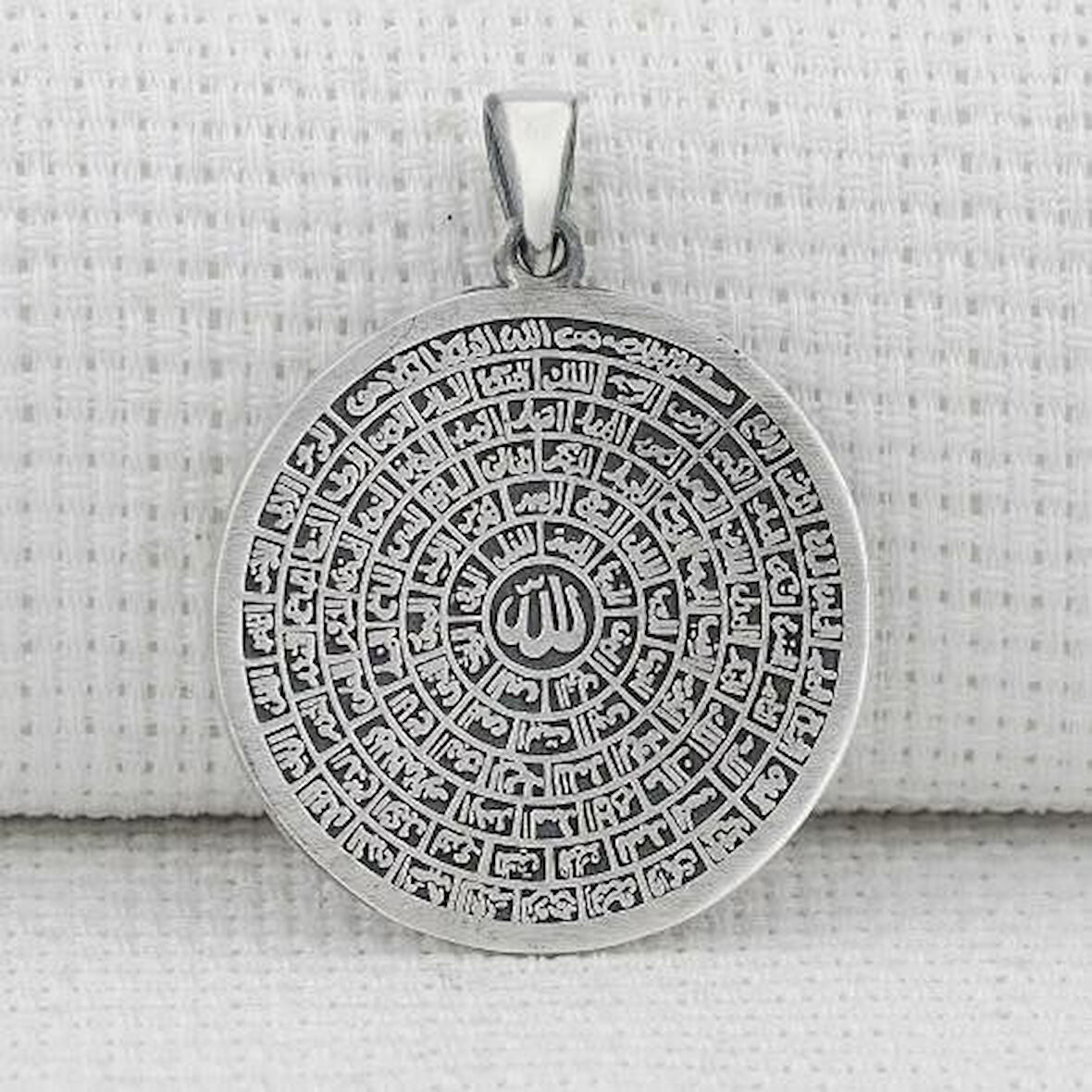 Büyük Boy Esma Husna Dualı 925 Ayar Gümüş Erkek Kolye Ucu