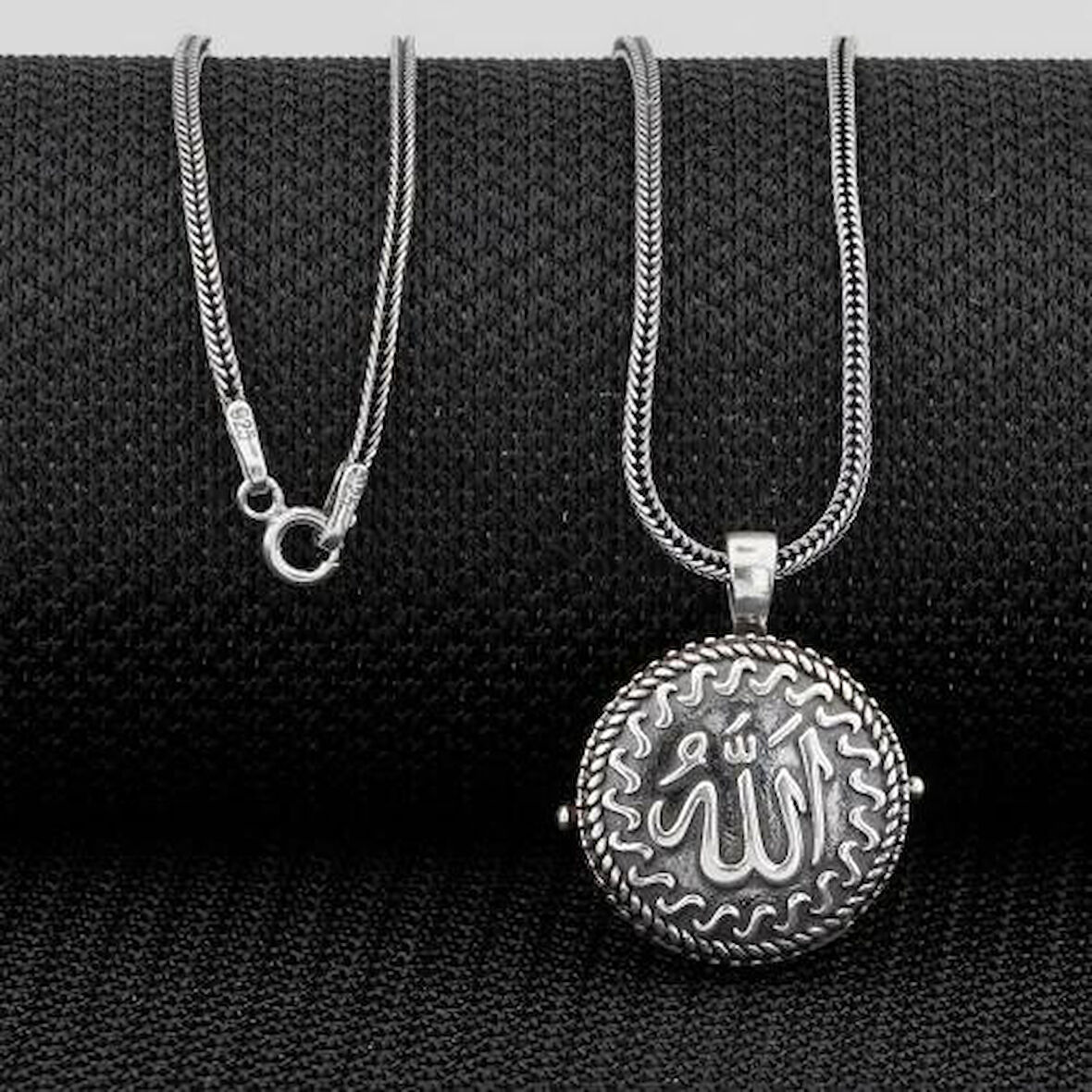 Allah Yazılı Cevşeni Kebir Dualı 925 Ayar Gümüş Erkek Kolye