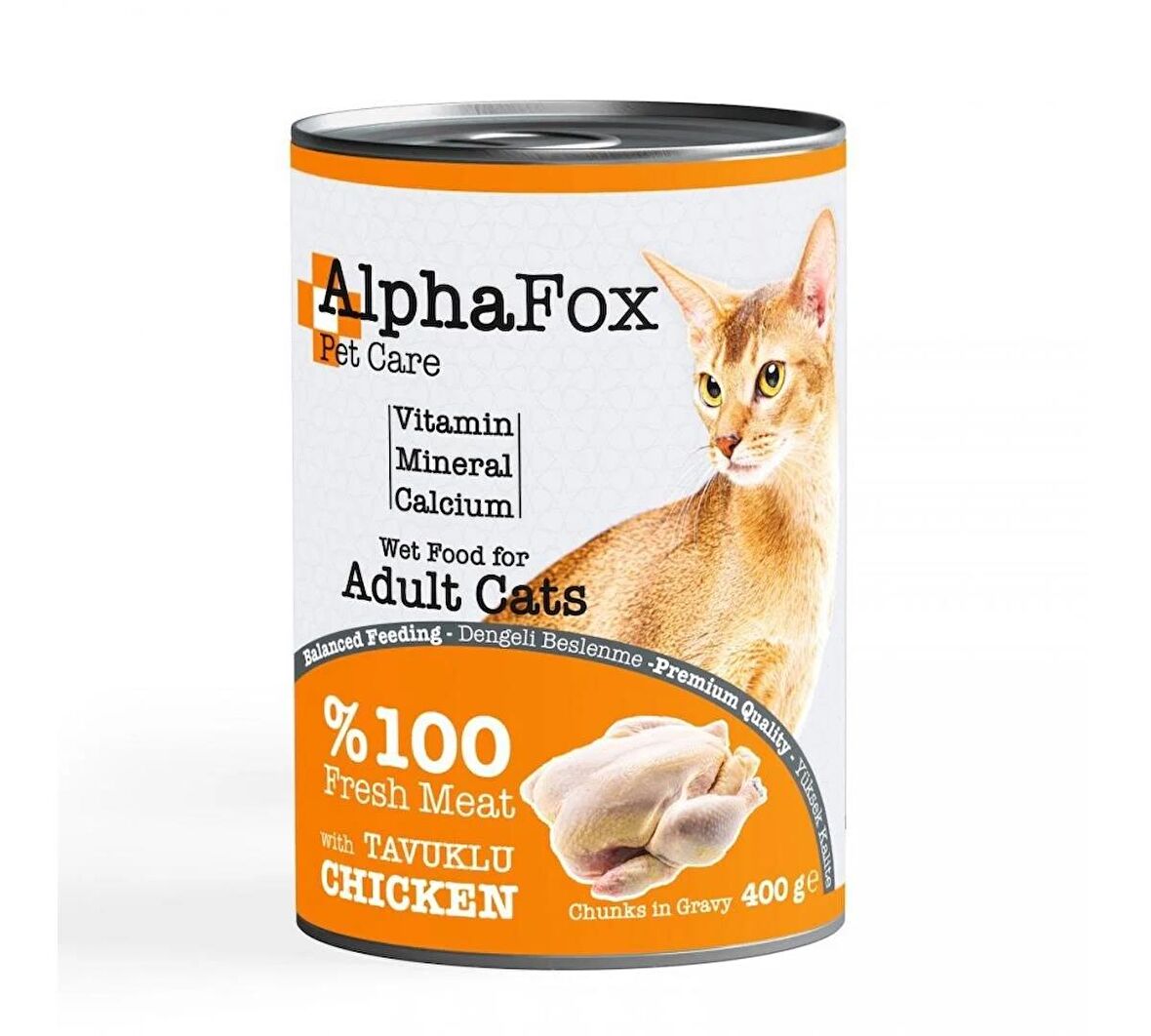 ALPHAFOX TAVUK ETLİ YETİŞKİN KEDİ KONSERVESİ 400 GR