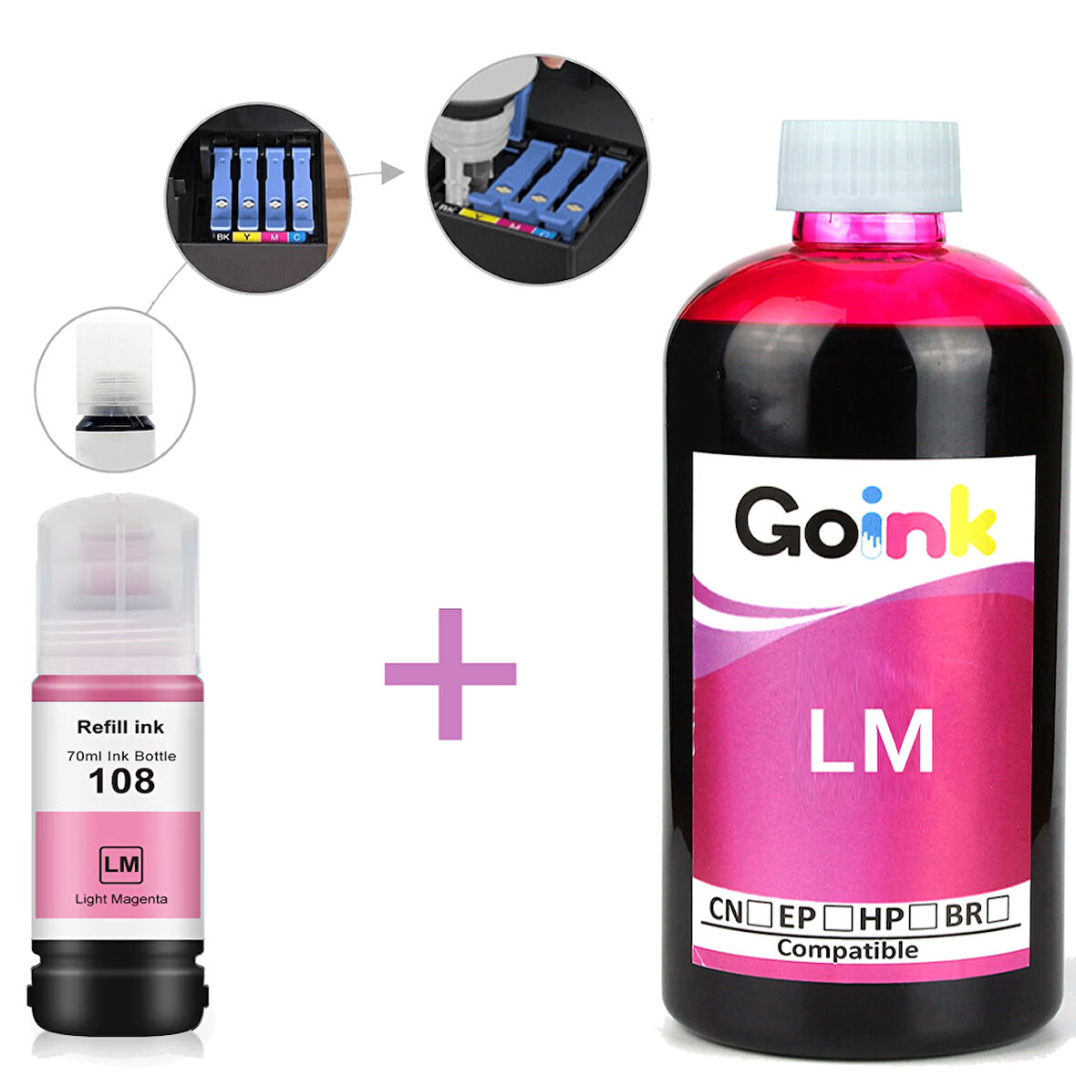 Goink EPSON 108 Açık Kırmızı Mürekkep 500 ml + 70 ml (Muadil)