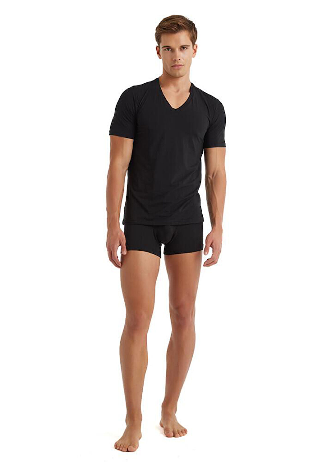 Blackspade 9239 Siyah Likralı V Yaka Kısa Kollu Erkek T-Shirt