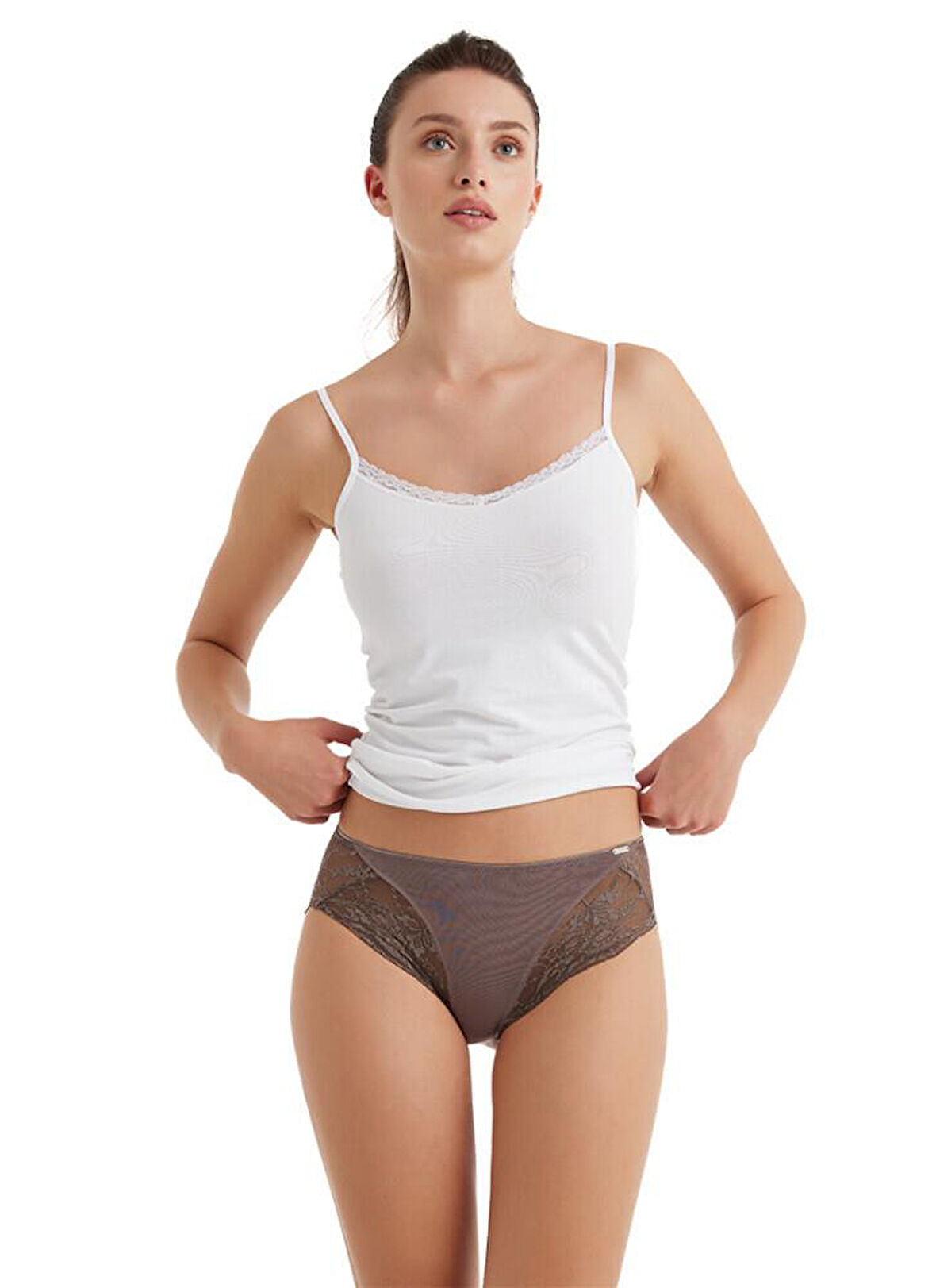 Blackspade 1448 Kahverengi Modal Dantelli Slip