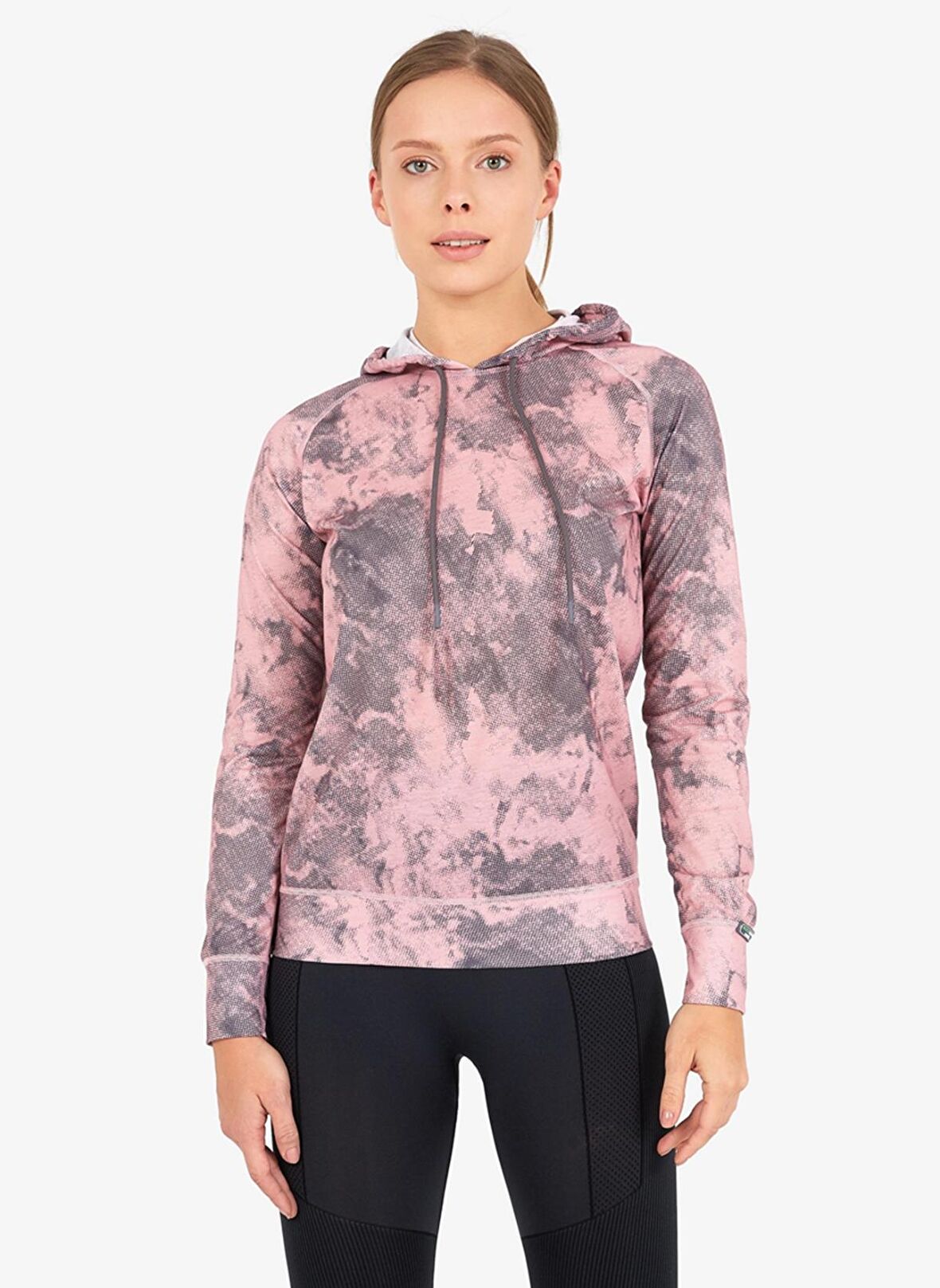 Blackspade Kapüşonlu Desenli Pembe Kadın Termal Sweatshirt 6194