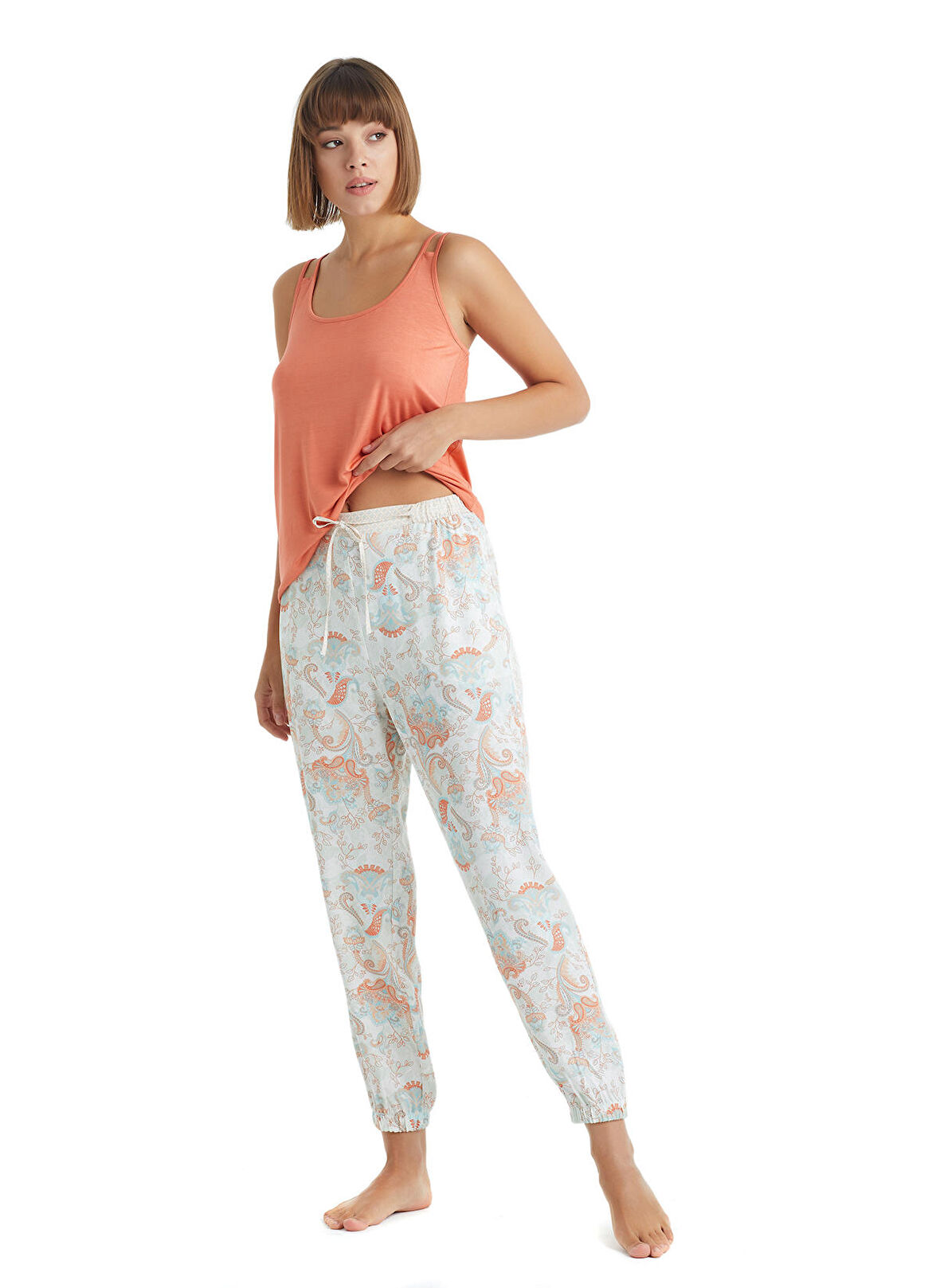 Blackspade Yuvarlak Yaka Düz Şeftali Kadın Pijama Takımı 60221