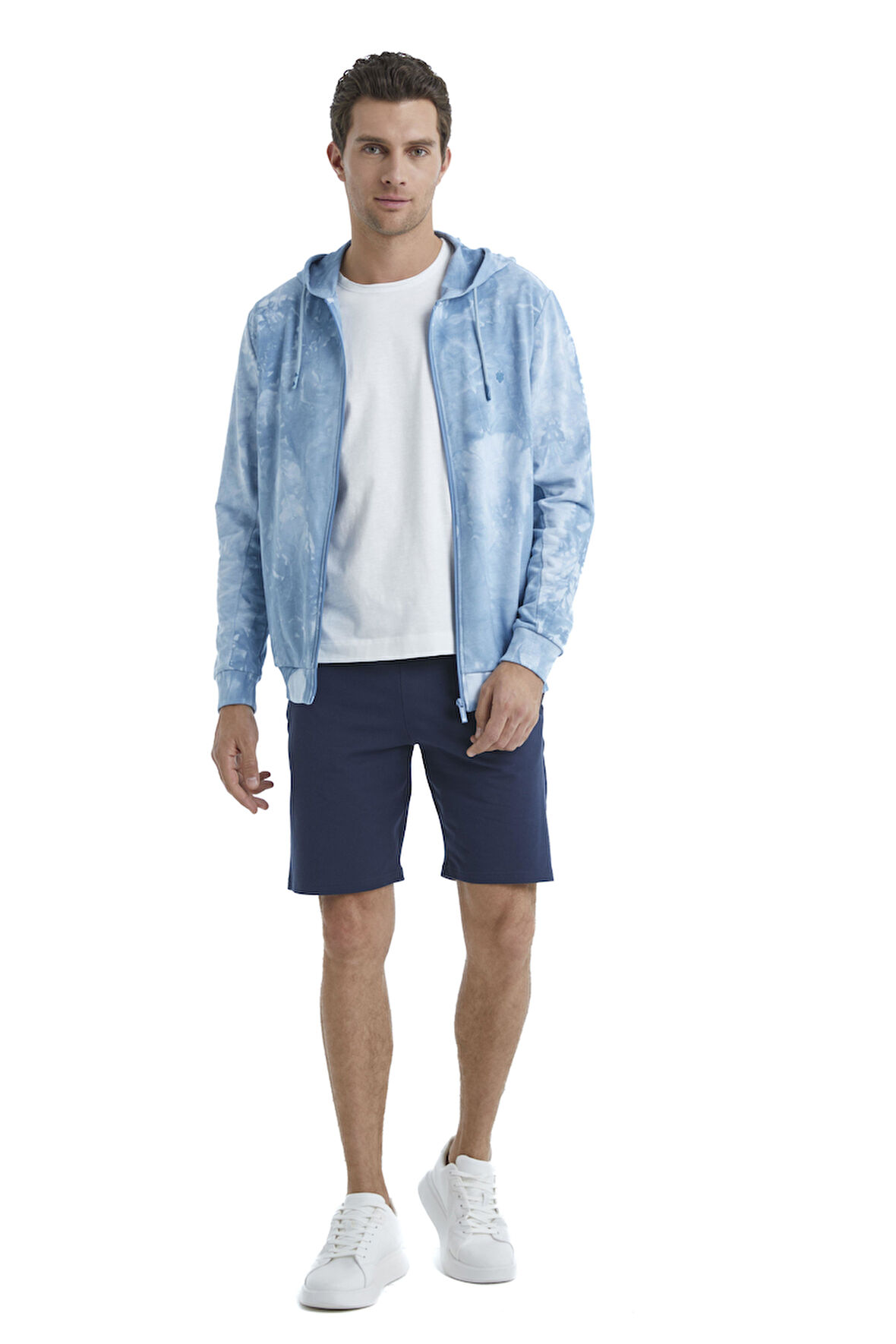 Blackspade Erkek Mavi Fermuarlı Kapüşonlu Sweatshirt 40504 