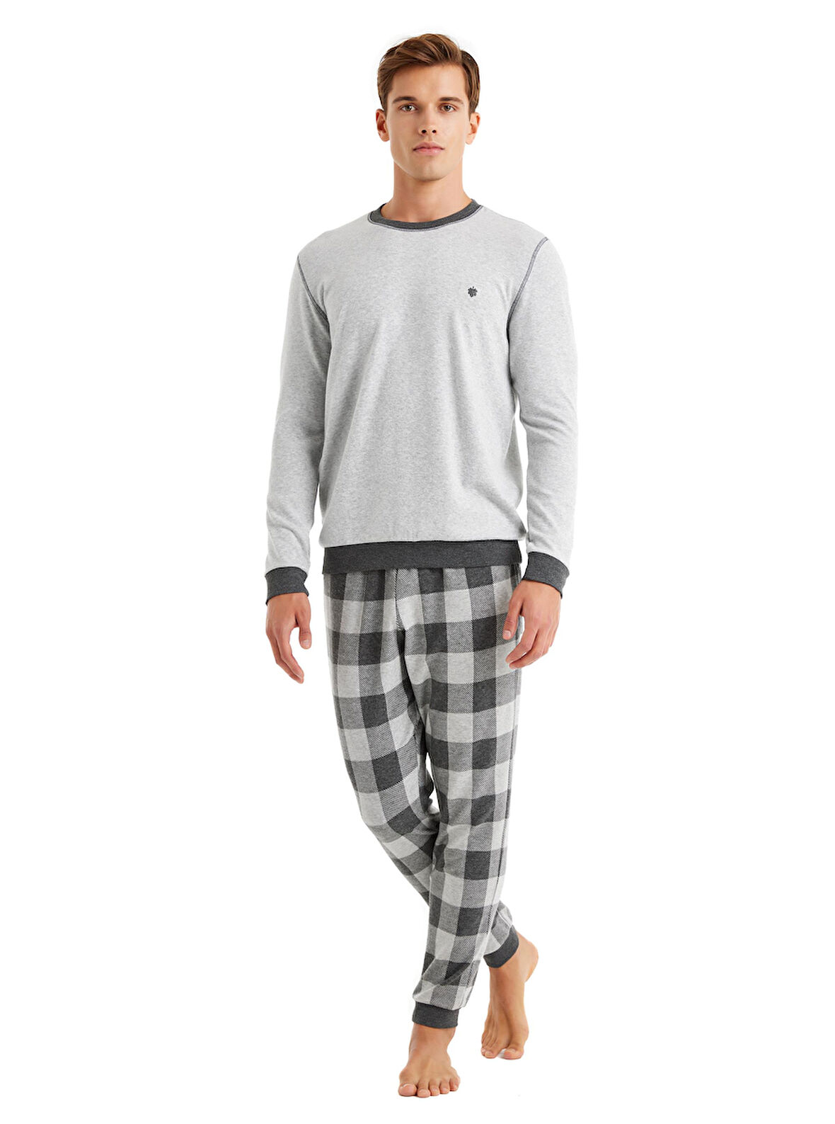 Blackspade 40603 Uzun Kollu Bisiklet Yaka Erkek Pijama Takımı GRİ