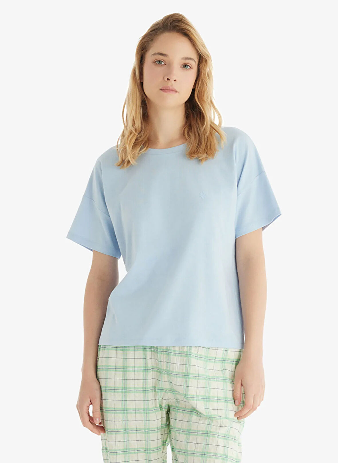 Blackspade Yuvarlak Yaka Düz Mavi Kadın T-Shirt 60547