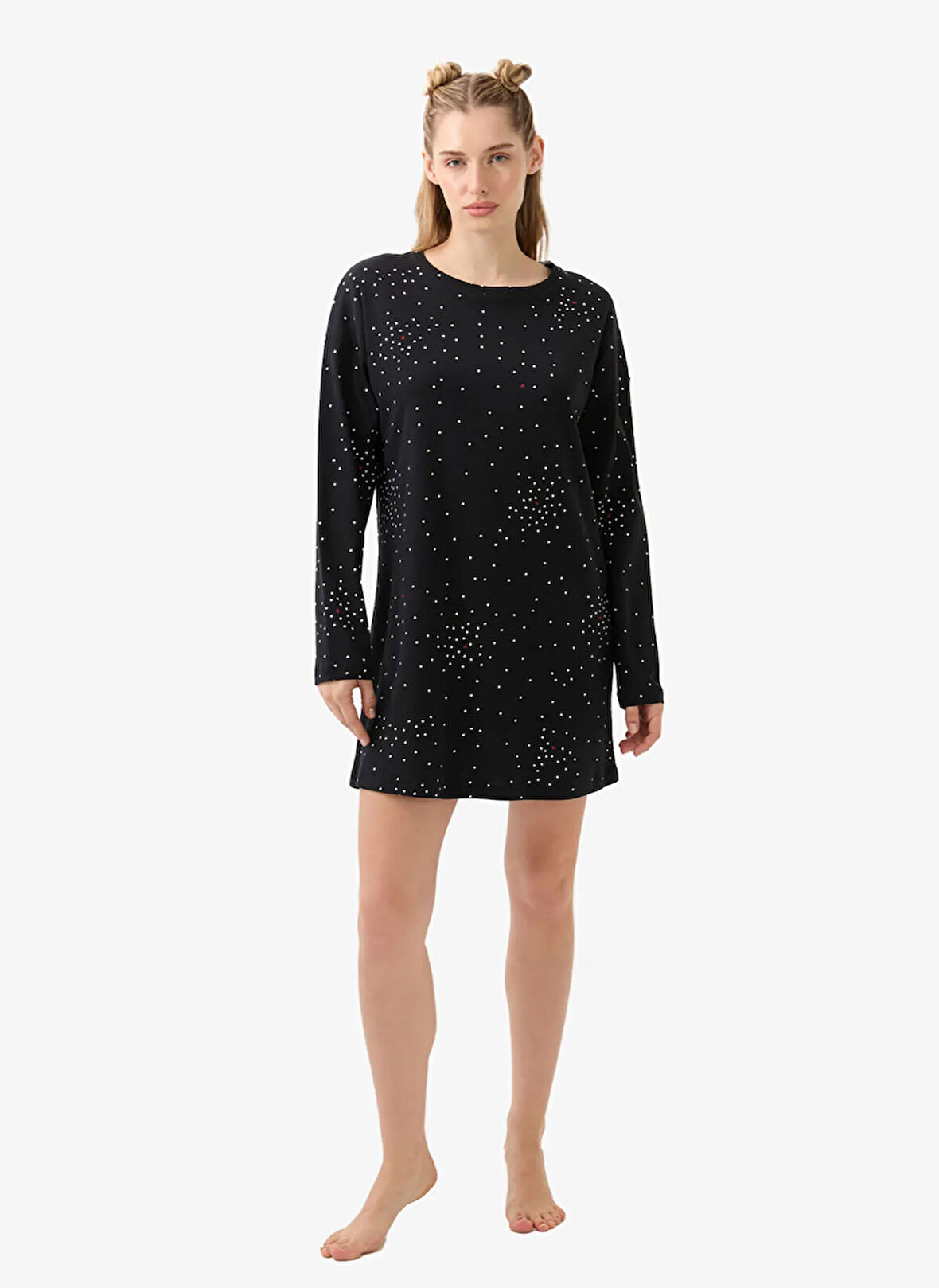 Blackspade Baskılı Siyah Kadın Gecelik 51946